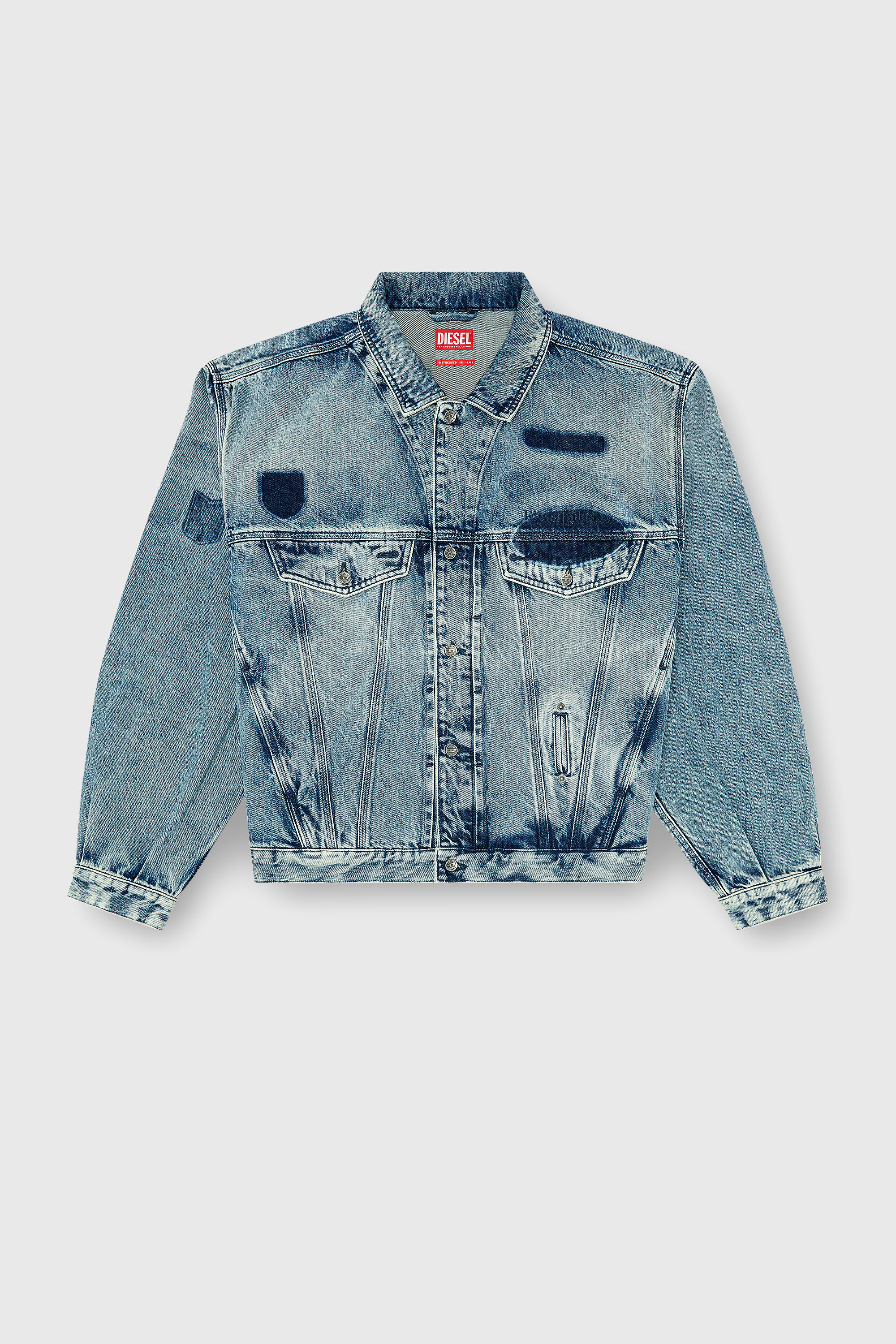 Diesel - D-DENVER-S2, Giacca trucker con effetto patch Unisex in Blu - 2