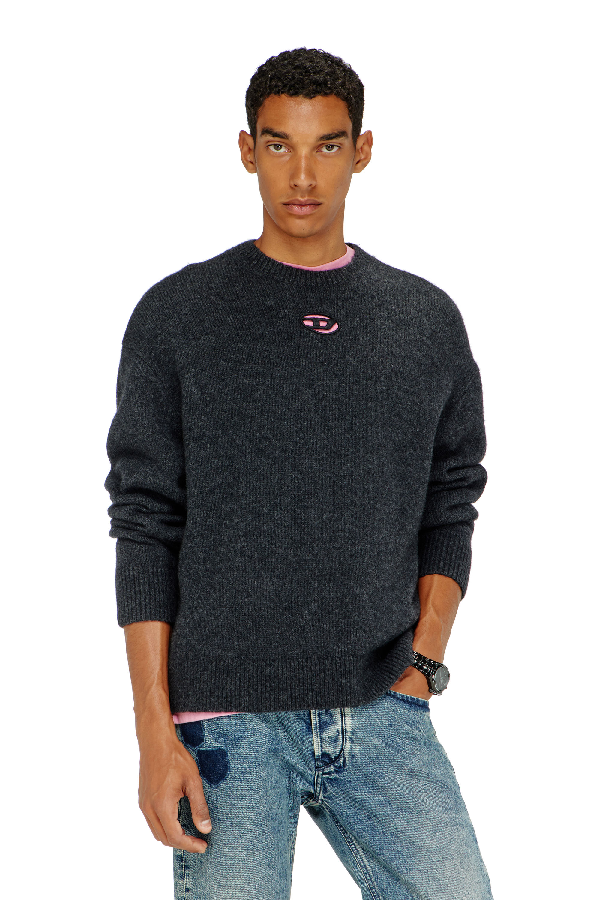 Diesel - K-AREESO, Maglia in misto lana e alpaca Uomo in Nero - 3