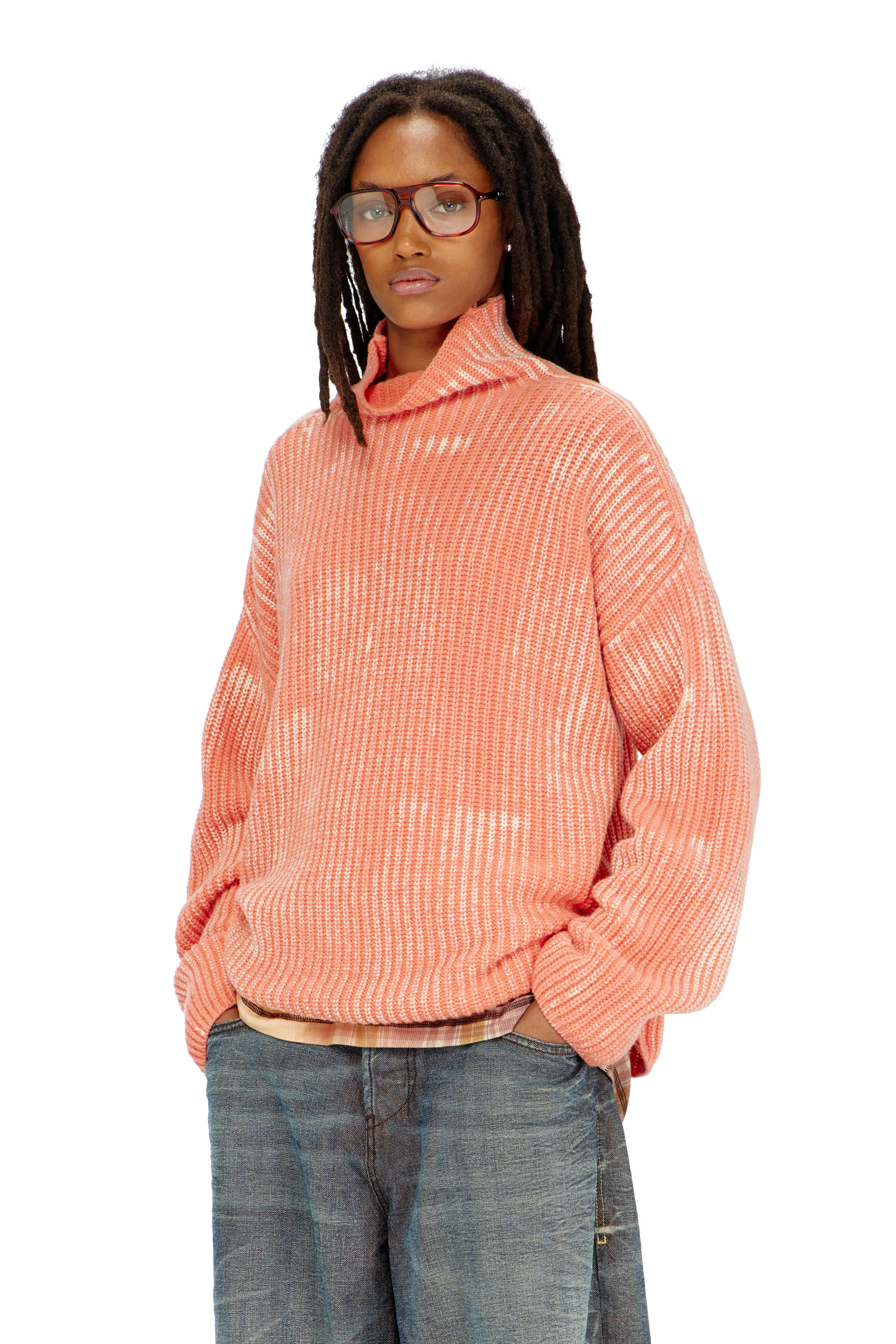 Diesel - M-AMET, Maglione a collo funnel in misto lana a costine Donna in ToBeDefined - 3