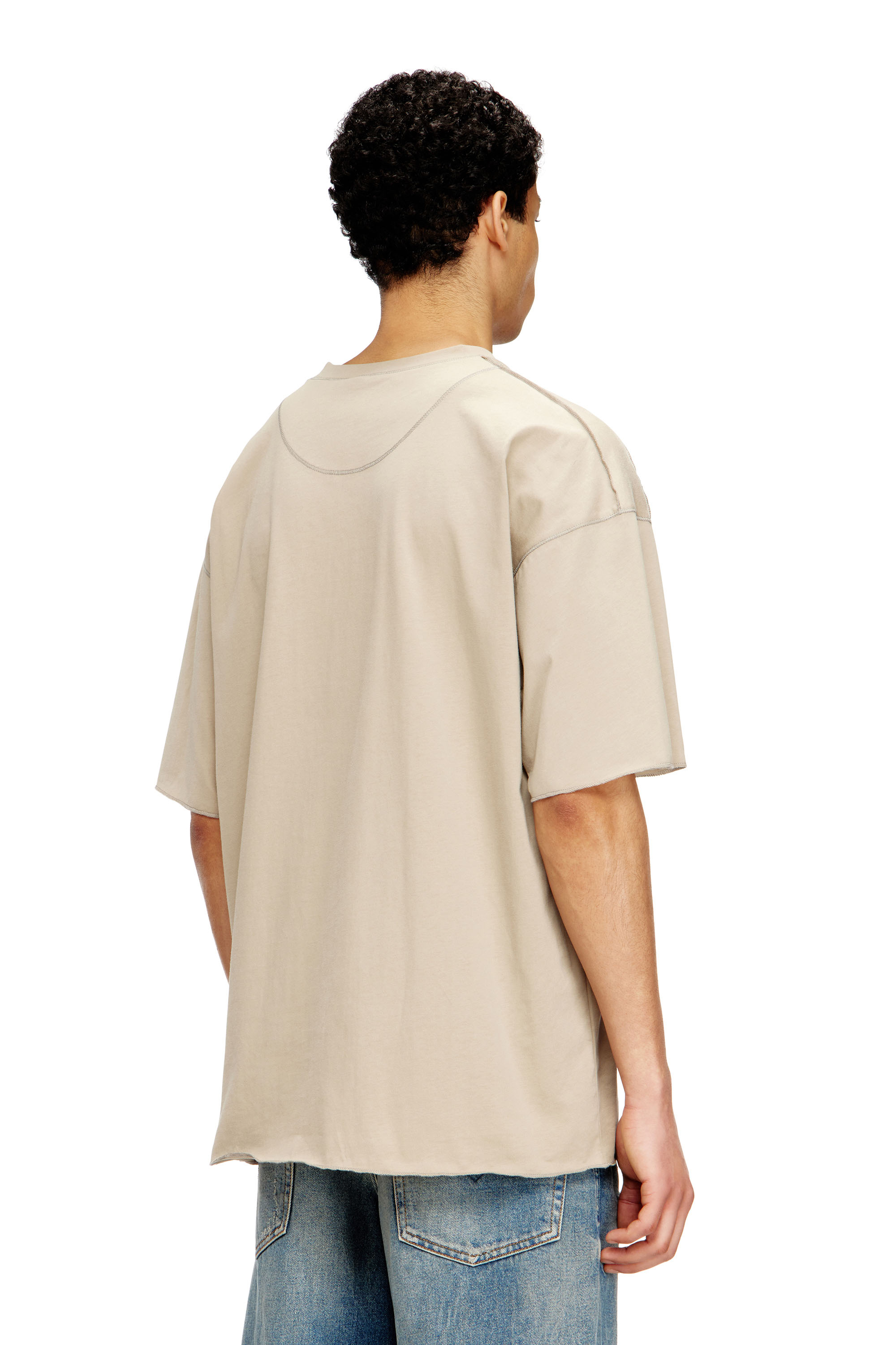 Diesel - T-CRAHOR-BOXT-T1, T-shirt in cotone con micro ricamo Uomo in Beige - 4