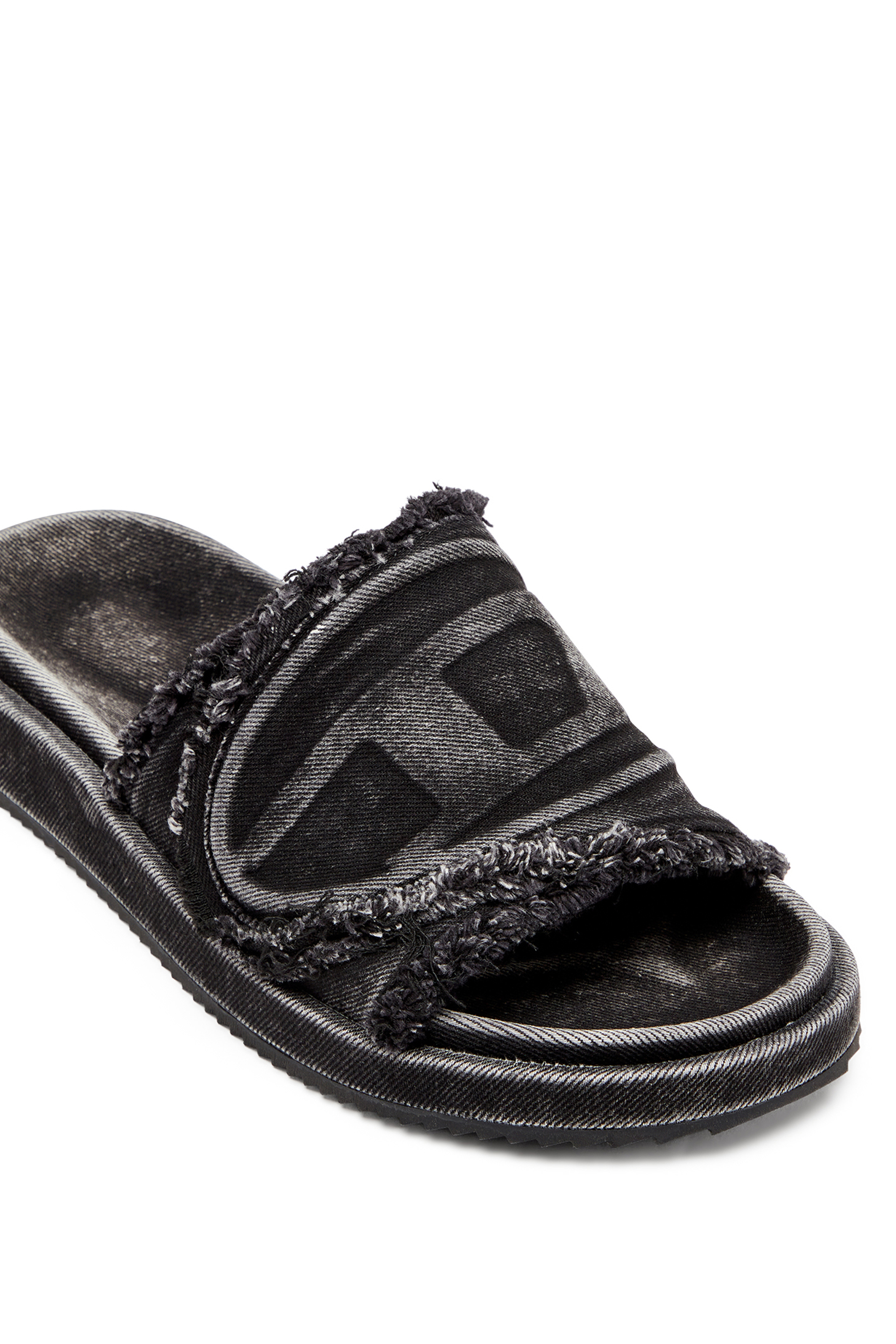 Diesel - SA-SLIDE D OVAL, Slide in denim distressed Unisex in Nero - 6