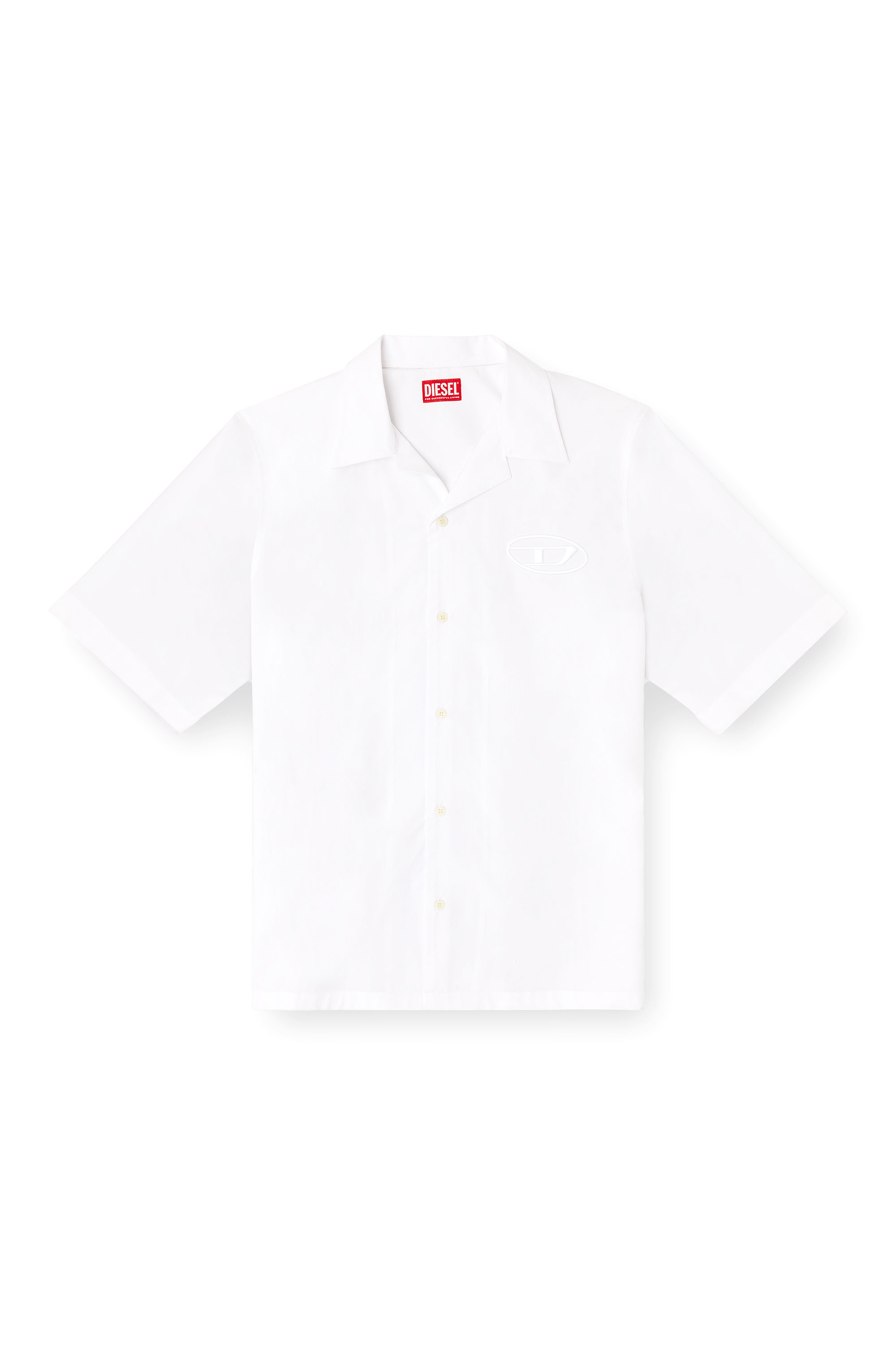 Diesel - S-MAC-PCAL, Camicia bowling con logo Oval D Uomo in Bianco - 3