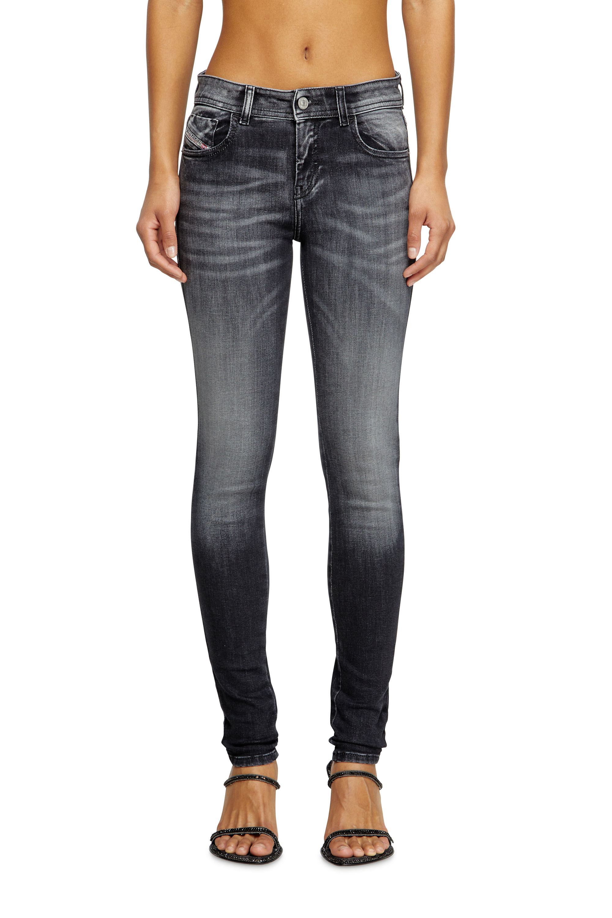 Diesel - Skinny Jeans 2017 Slandy 09K97 Donna, Nero/Grigio scuro - Image 1