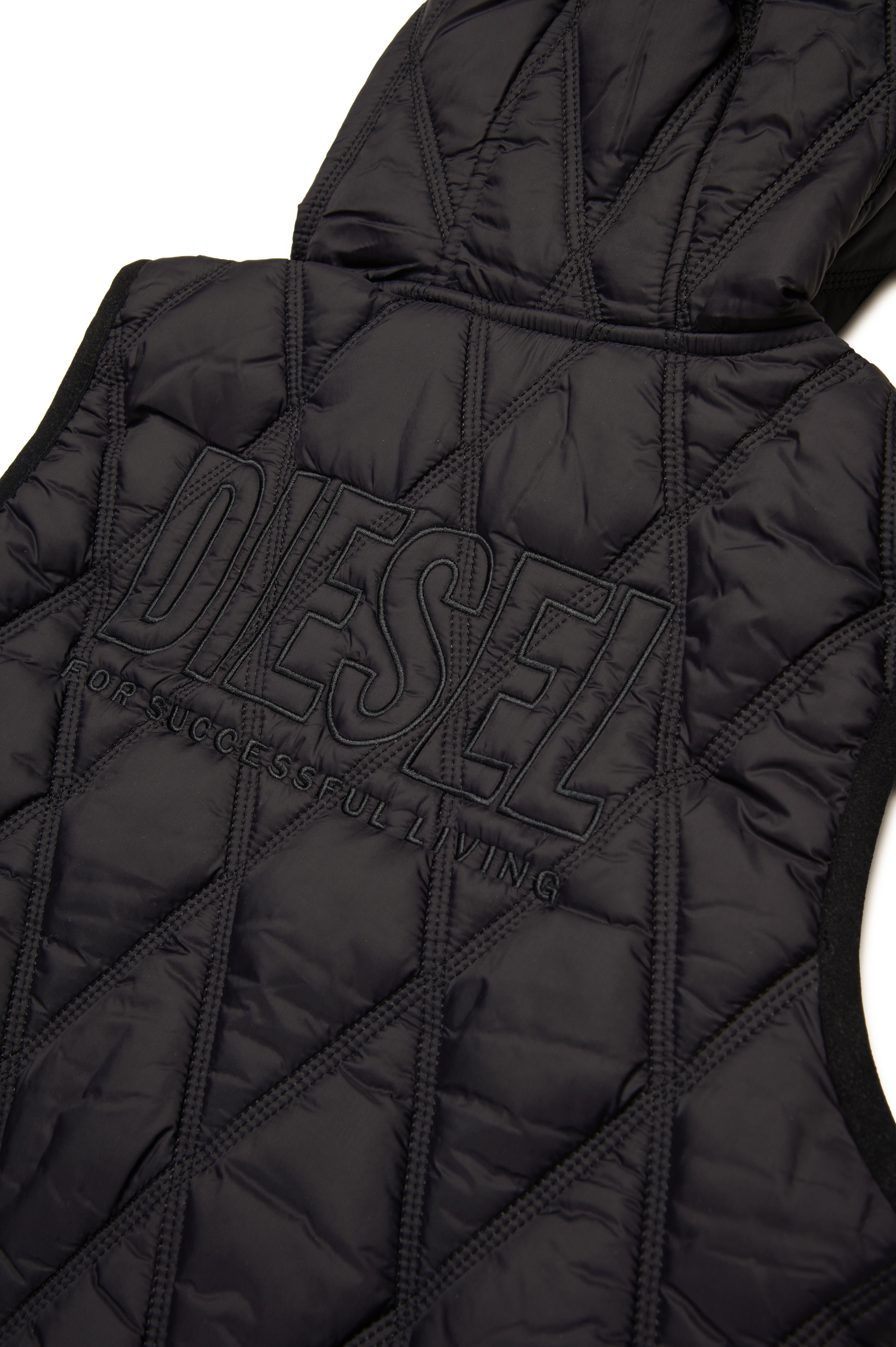 Diesel - JFOSSIR, Gilet trapuntato leggero con cappuccio Unisex in Nero - 4