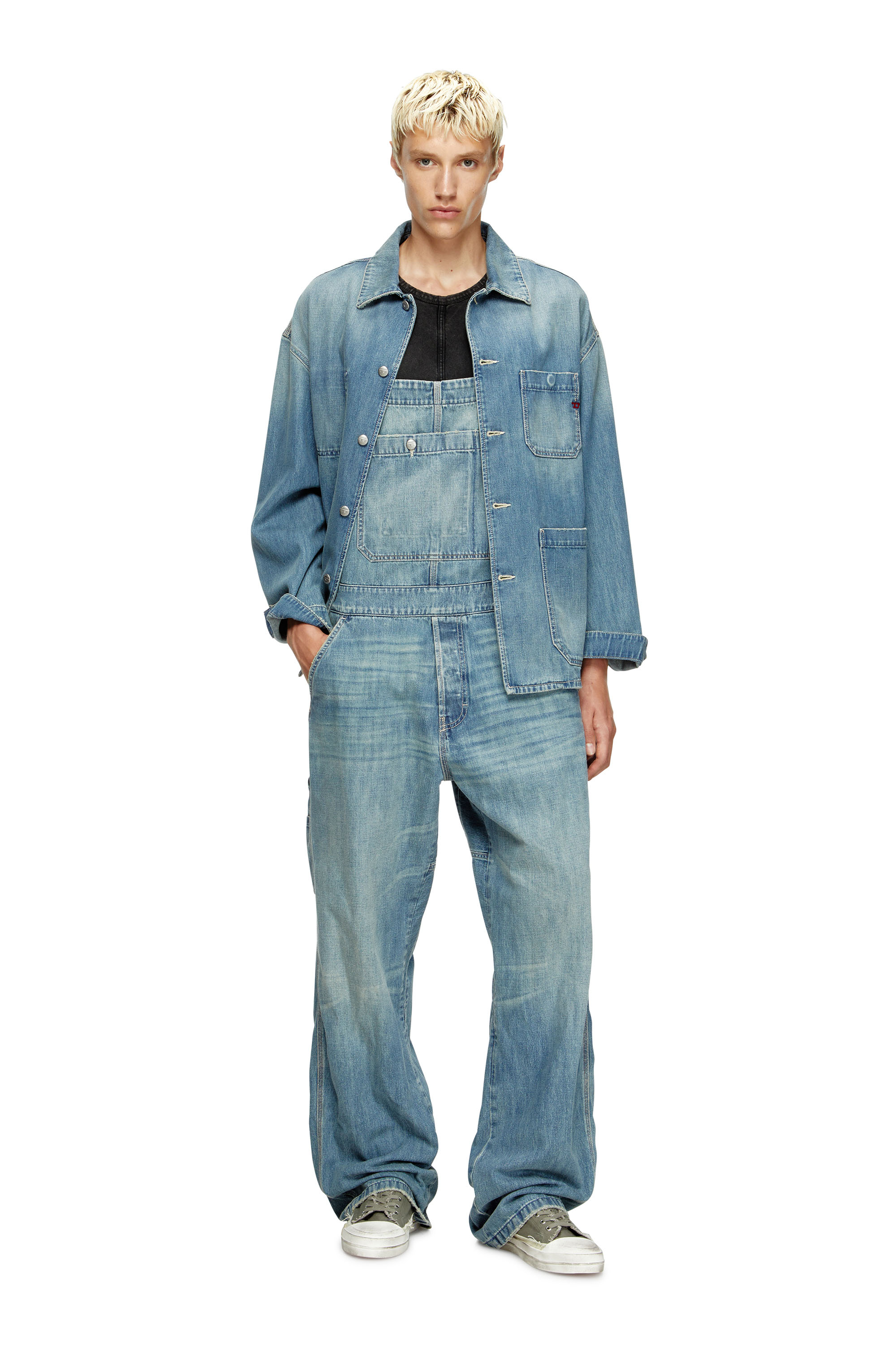 Diesel - D-FRAMU-U, Salopette in denim utility Unisex in Blu - 1