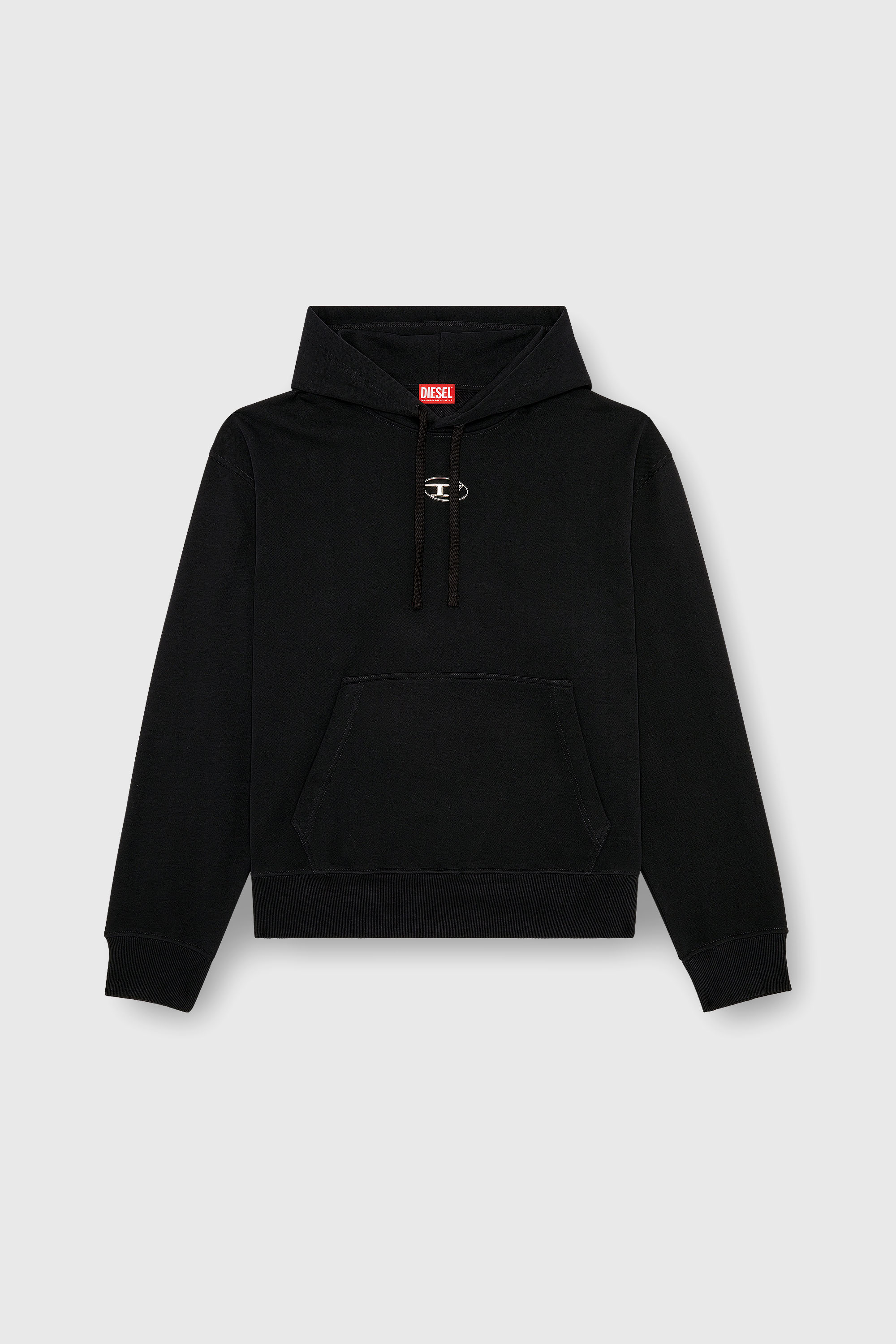 Diesel - S-MACS-HOOD-OD, Hoodie oversize con logo metallico Uomo in Nero - 2