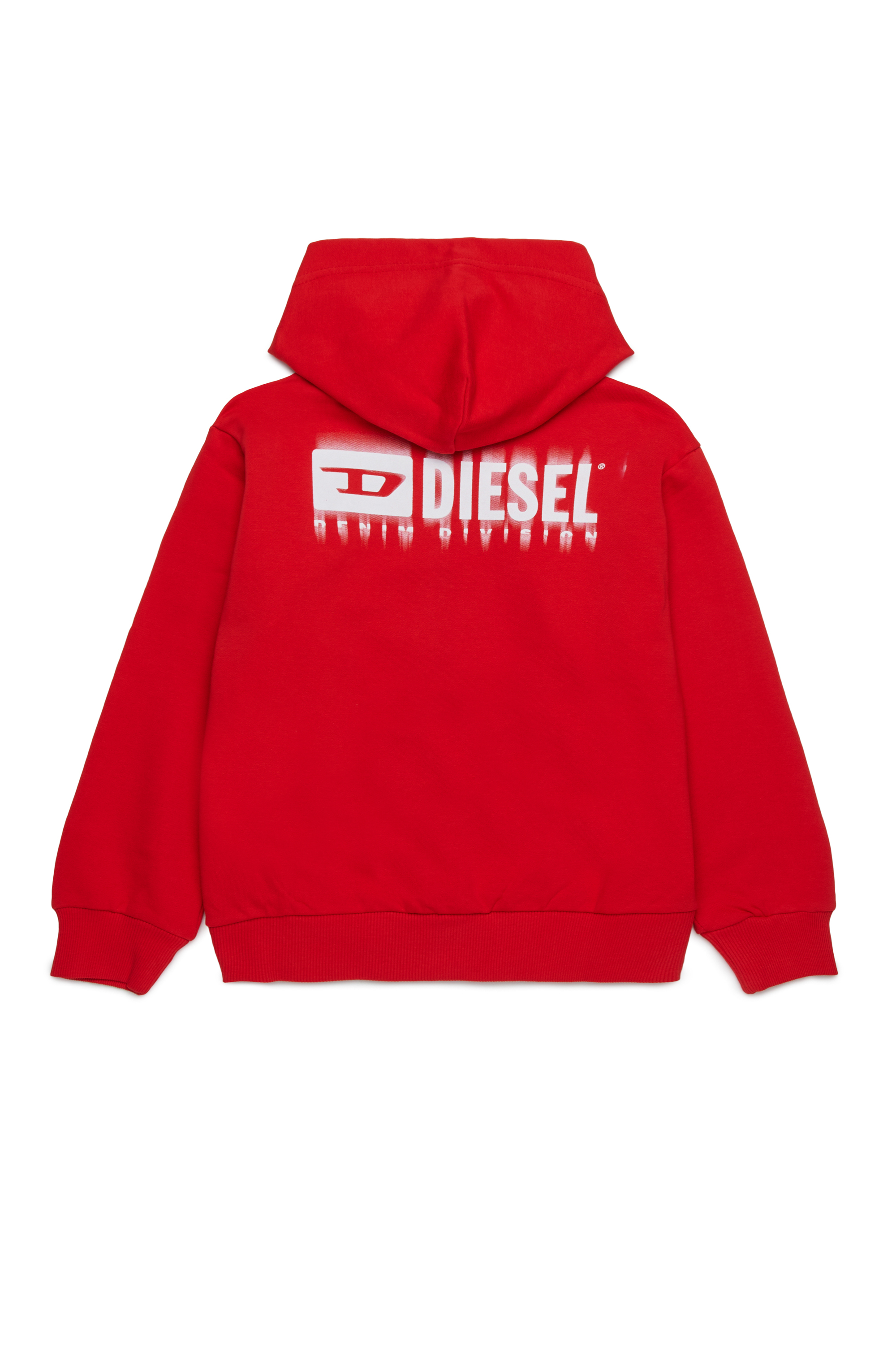 Diesel - SVOUGZIP OVER, Felpa con cappuccio, zip e logo sbavato Uomo in Rosso - 2