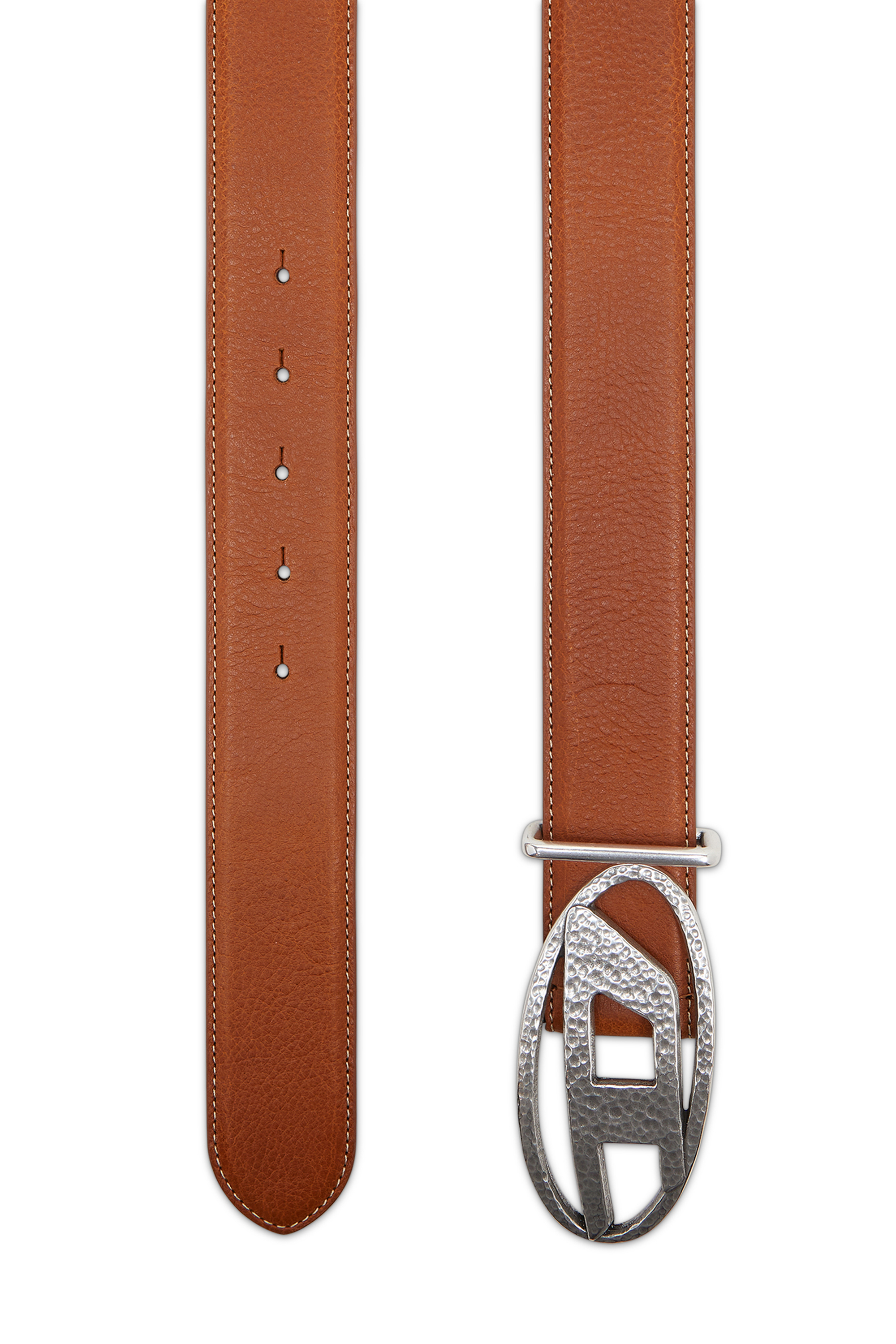 Diesel - B-1DR, 4cm cintura in pelle con fibbia Oval D martellata Unisex in Marrone - 2