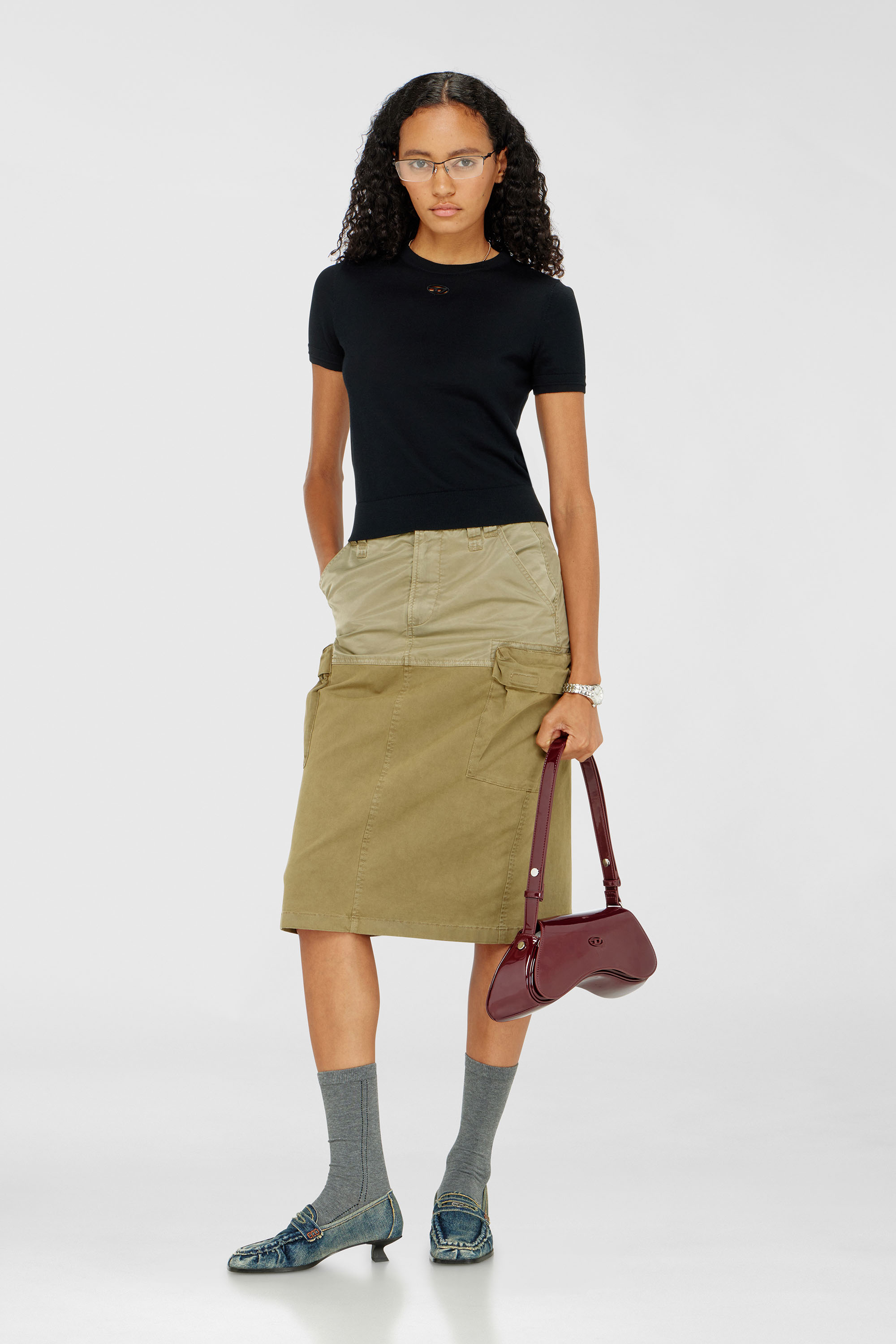 Diesel - M-ALINE, Maglia in lana a maniche corte Donna in Nero - 2