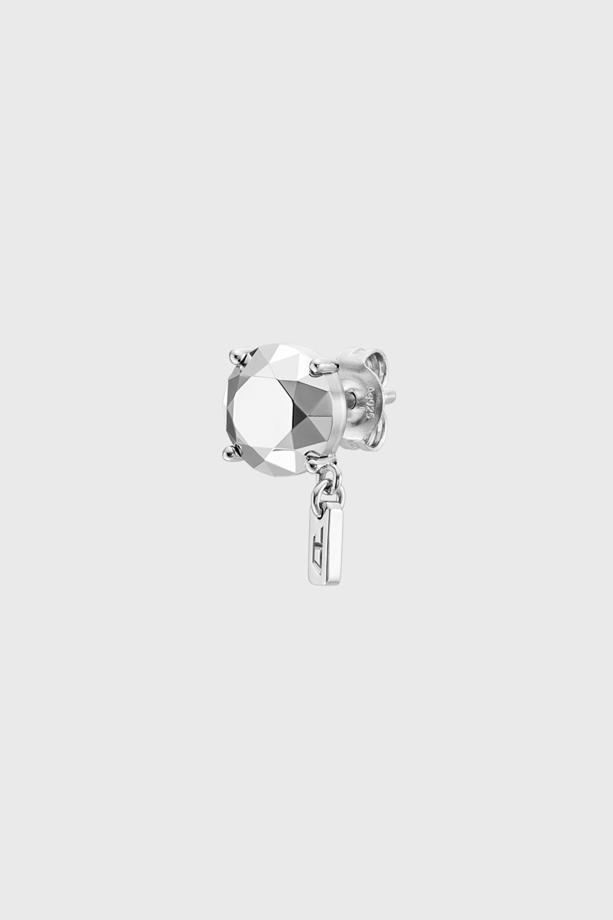 Diesel - DL1352040 STERLING SILVER JEWEL, Orecchino a lobo taglio diamante in argento sterling Unisex in Argento - 1