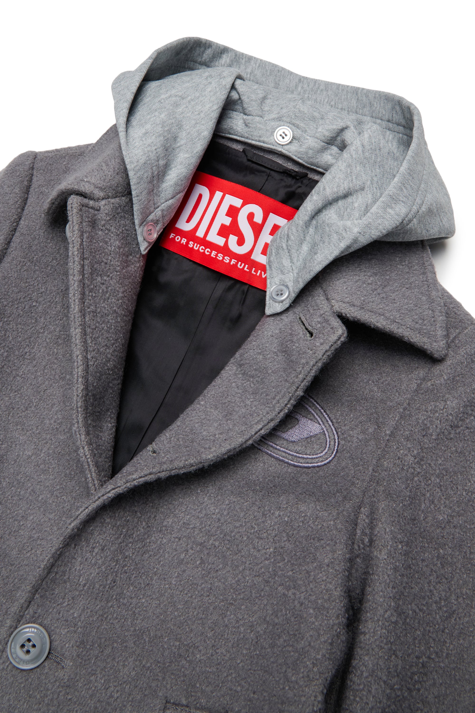 Diesel - JASTONEOUT, Cappotto in misto lana con cappuccio rimovibile Uomo in Grigio - 3