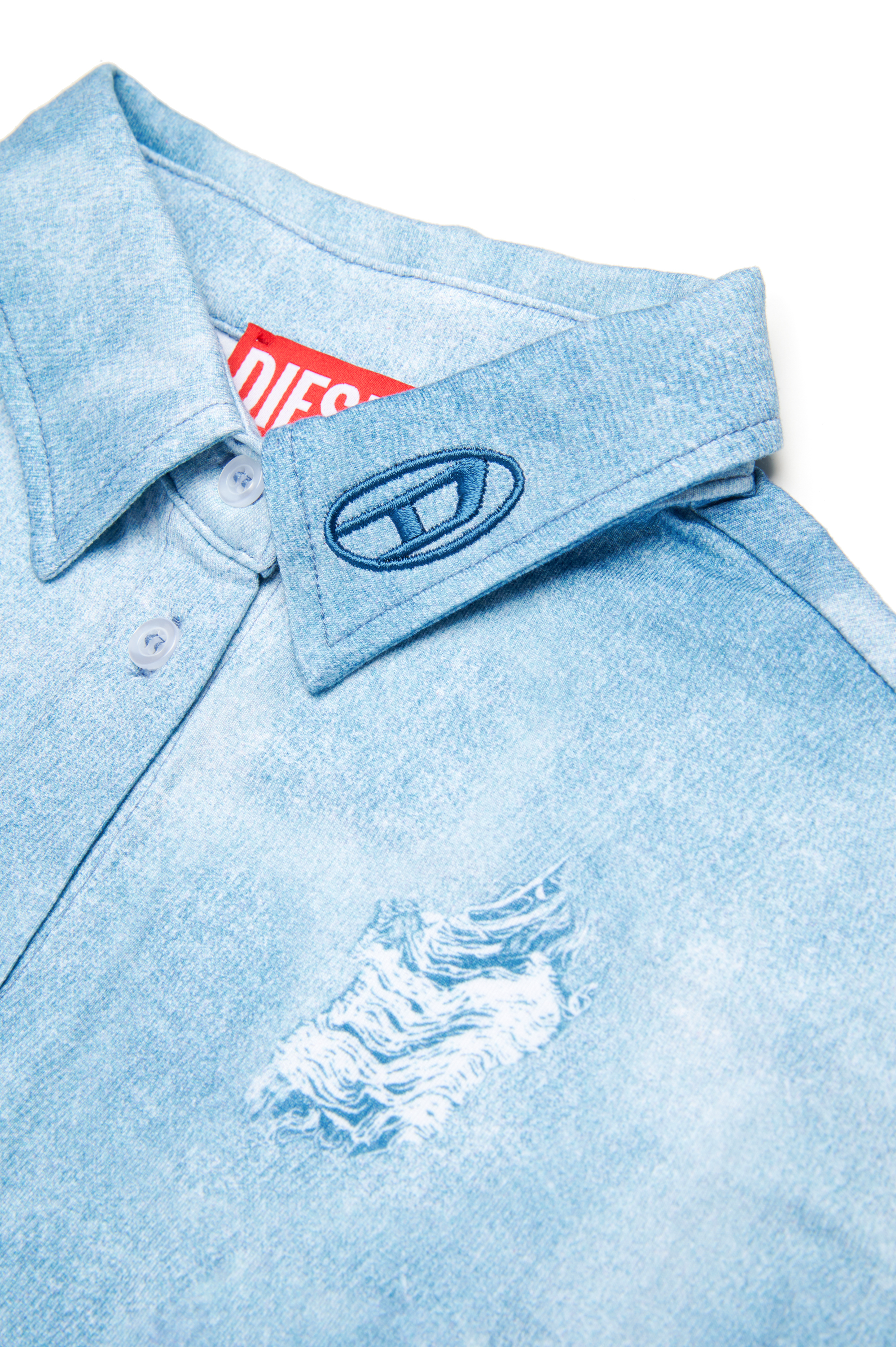 Diesel - CERDY, Camicia cropped con stampa Camouflower Donna in Blu - 4