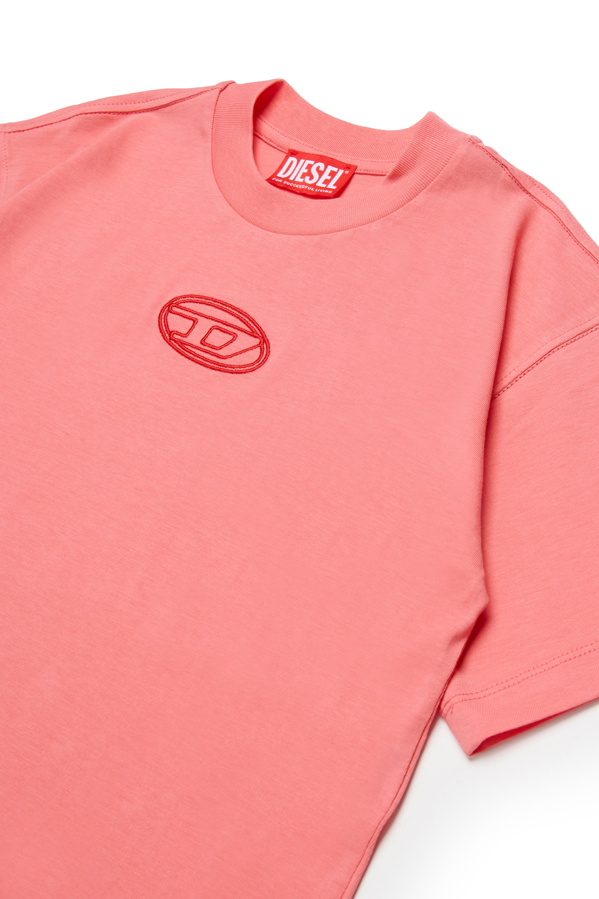 Diesel - TIXAN, T-shirt in cotone con logo centrale Donna in Rosa - 3