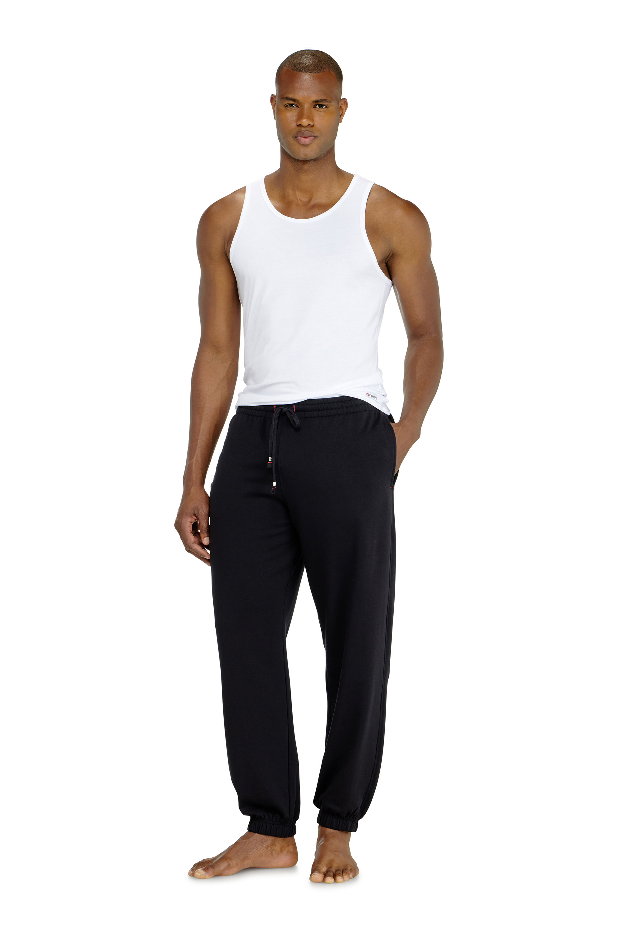 Diesel - LENNY-D-CORE, Pantaloni felpati in misto cotone smerigliato Uomo in Nero - 1