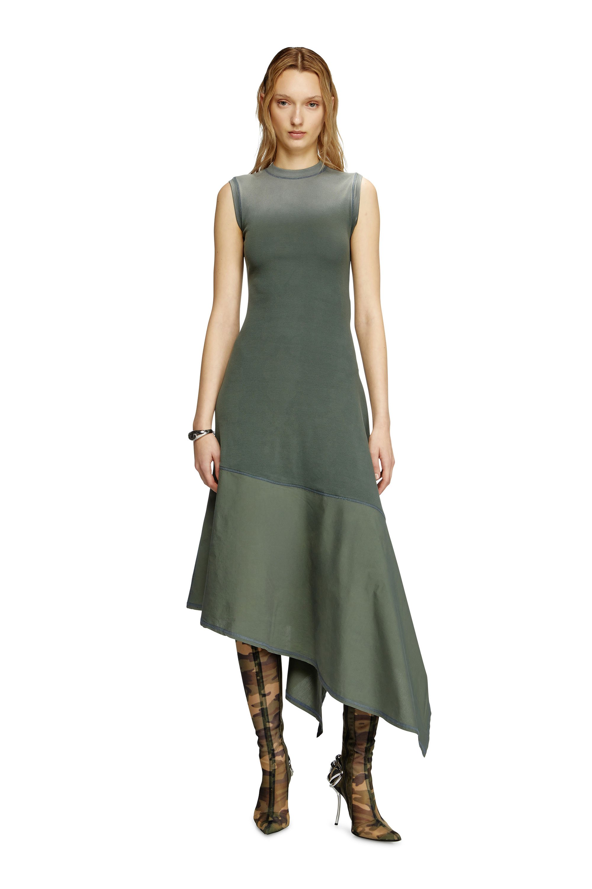 Diesel - D-ELICY, Abito asimmetrico Donna in Verde - 1