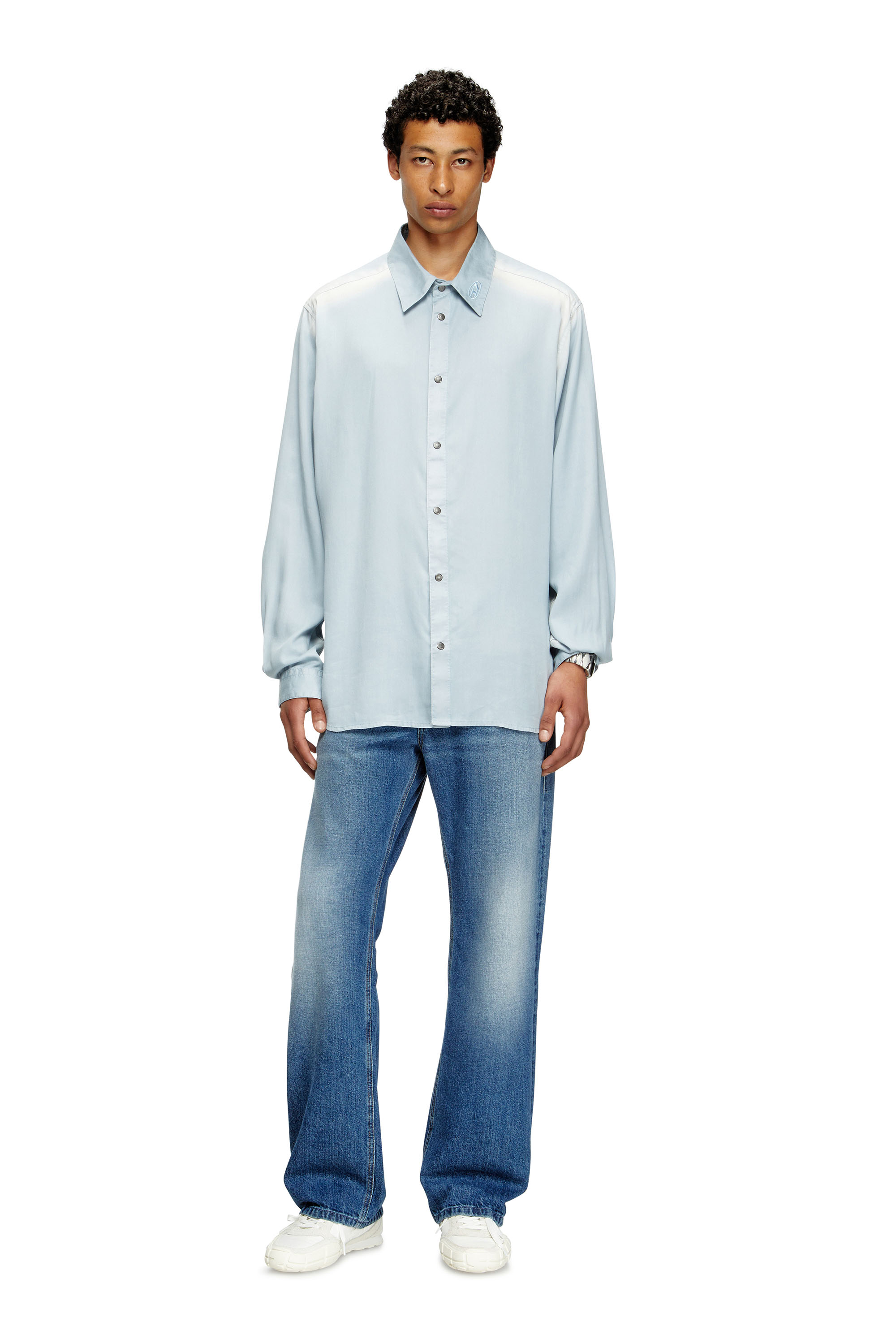 Diesel - S-SIMPLY-JLCI, Camicia in twill sfumato Uomo in Blu - 2