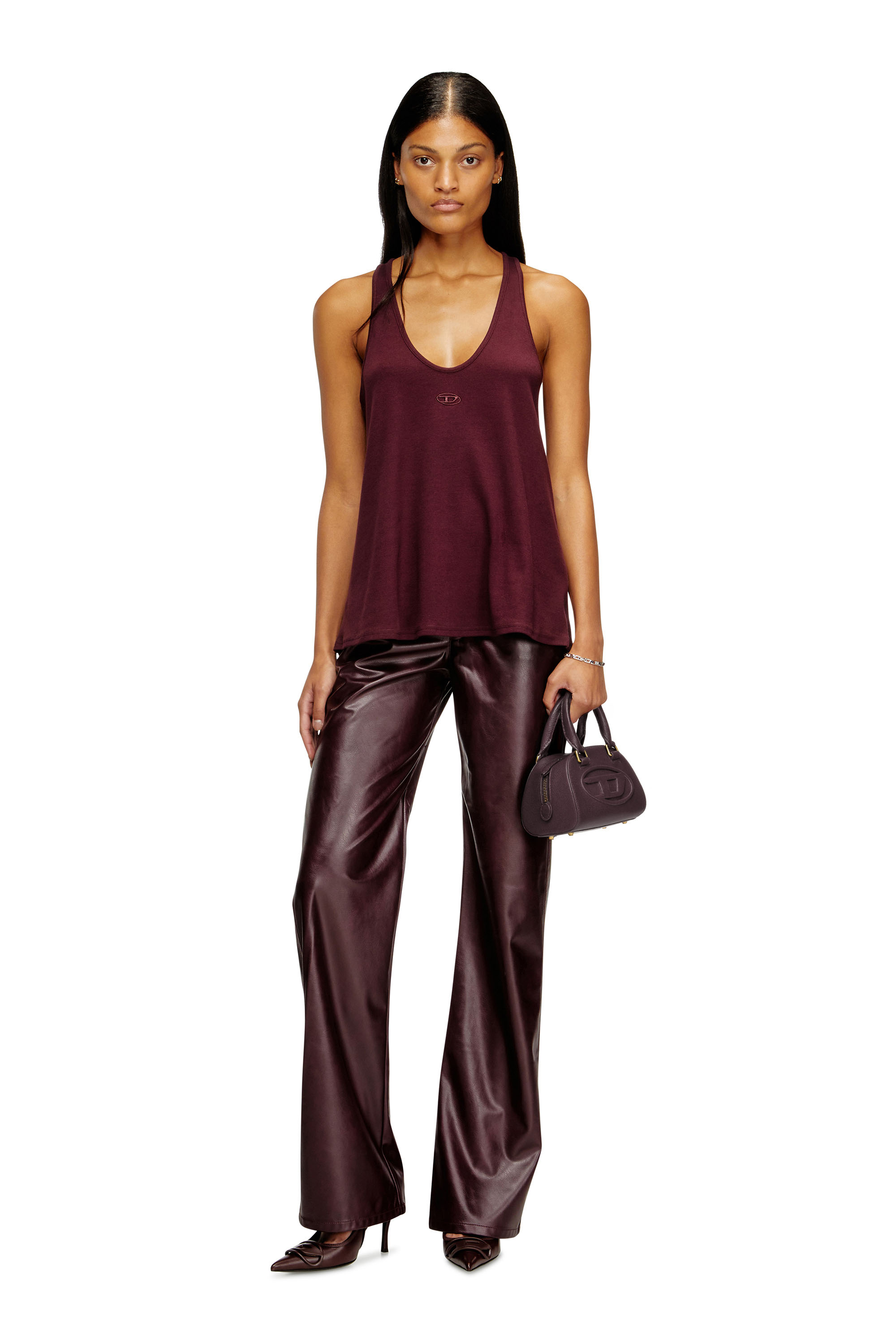 Diesel - 1DR DOME CROSSBODY, 1DR Dome- Mini borsa bowling  in pelle burgundy Donna in Rosso - 2