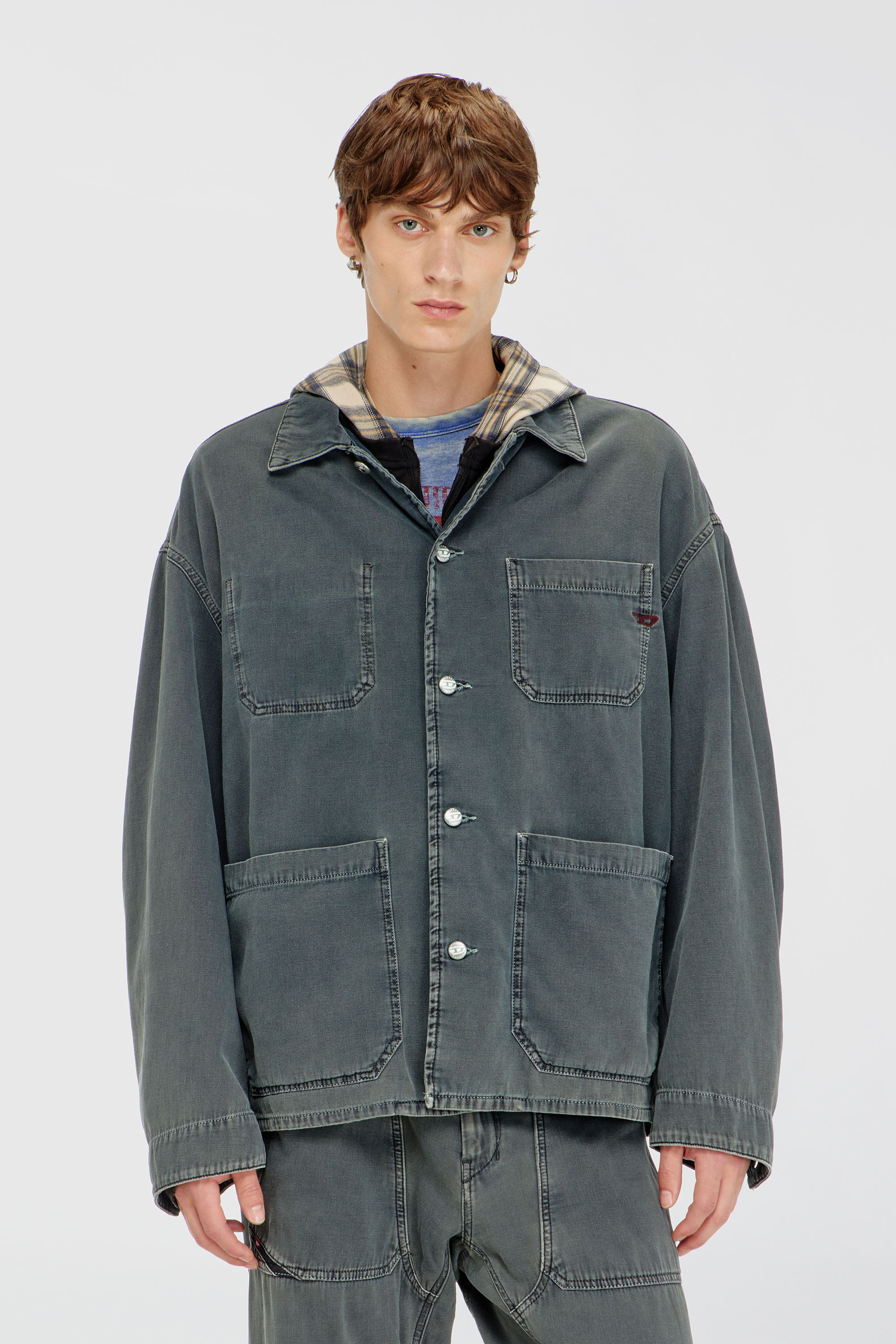 Diesel - D-STACK-U, Giacca utility in denim colorato Unisex in Grigio - 3