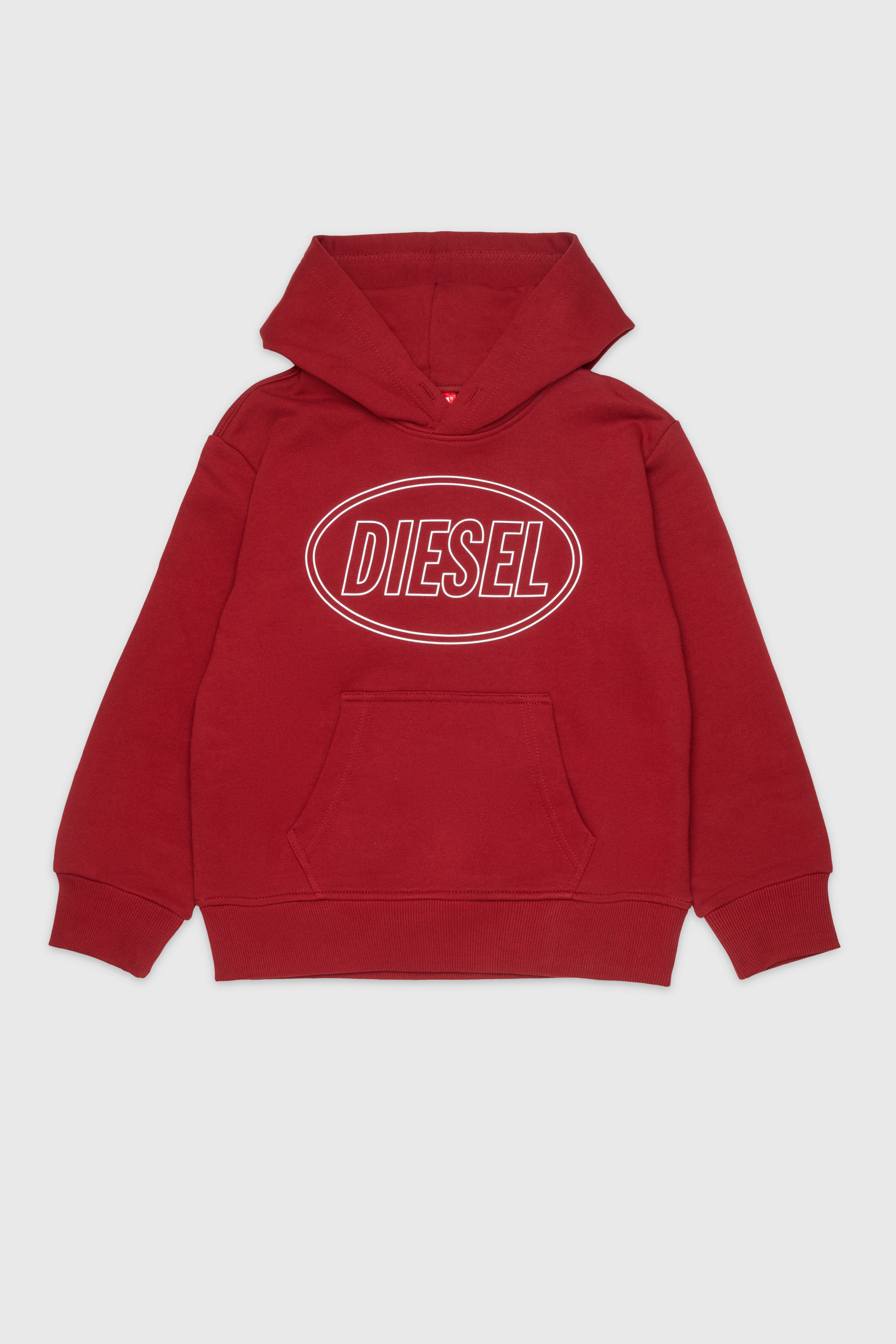 Diesel - SCIRCLEHOOD OVER, Felpa con stampa del logo Diesel Uomo in Rosso - 1