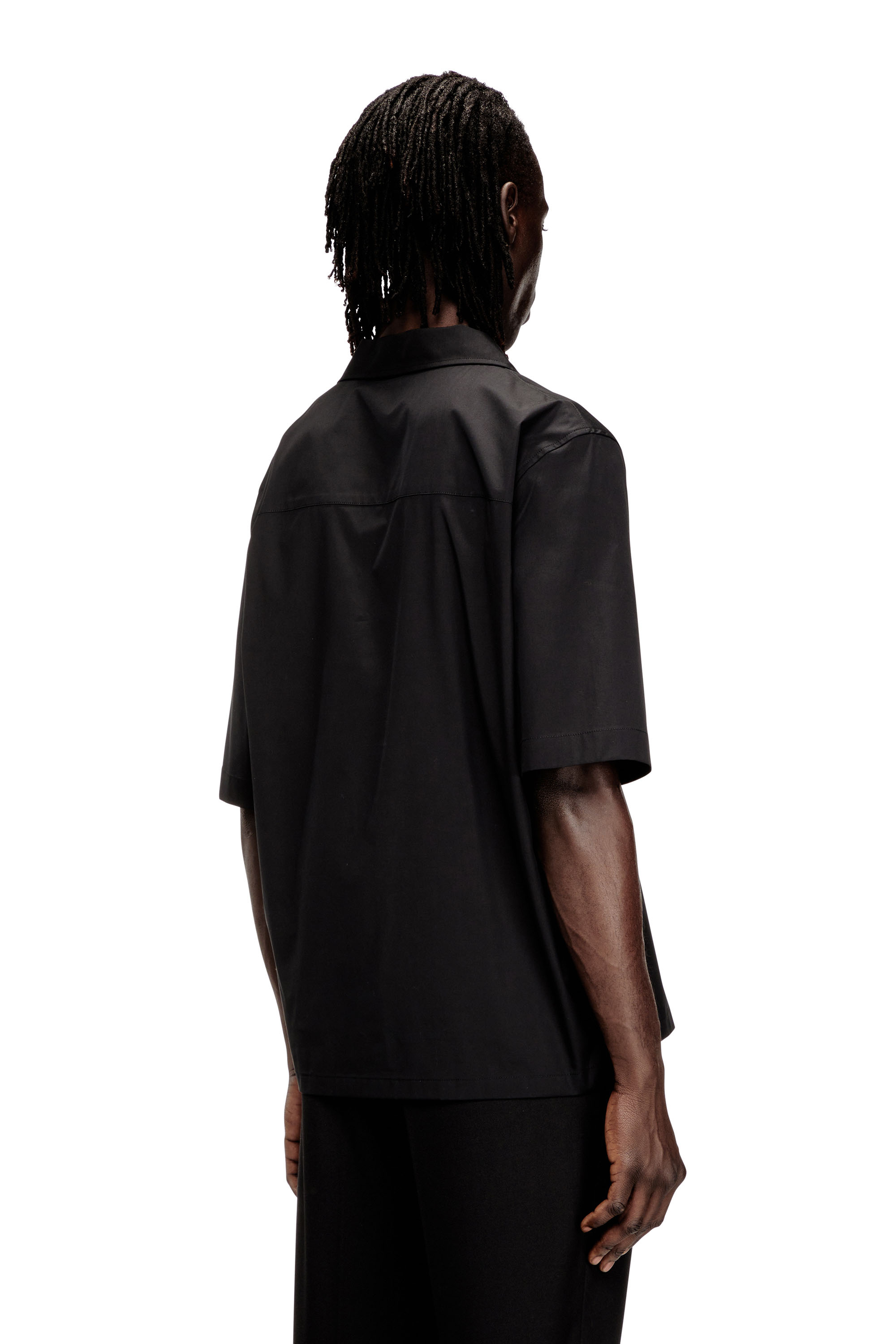 Diesel - S-MAC-GSBH, Camicia in popeline elasticizzato con ricamo Oval D Uomo in Nero - 4