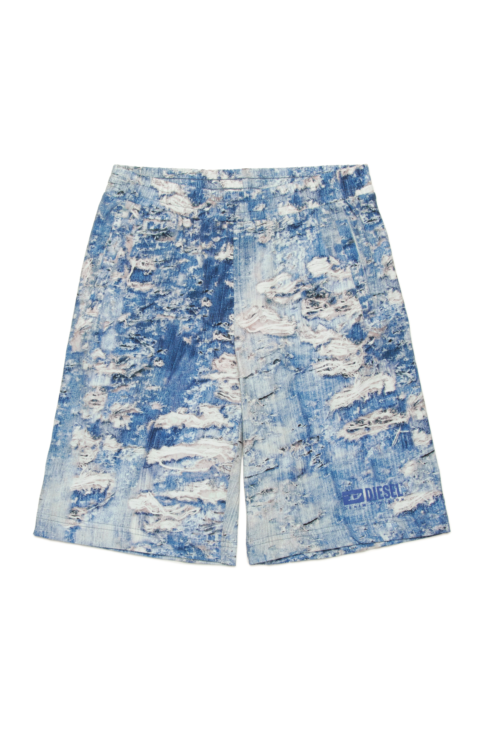 Diesel - PARSTON, Shorts sportivi con stampa Tiger Breaks trompe-l'œil Uomo in Blu - 1