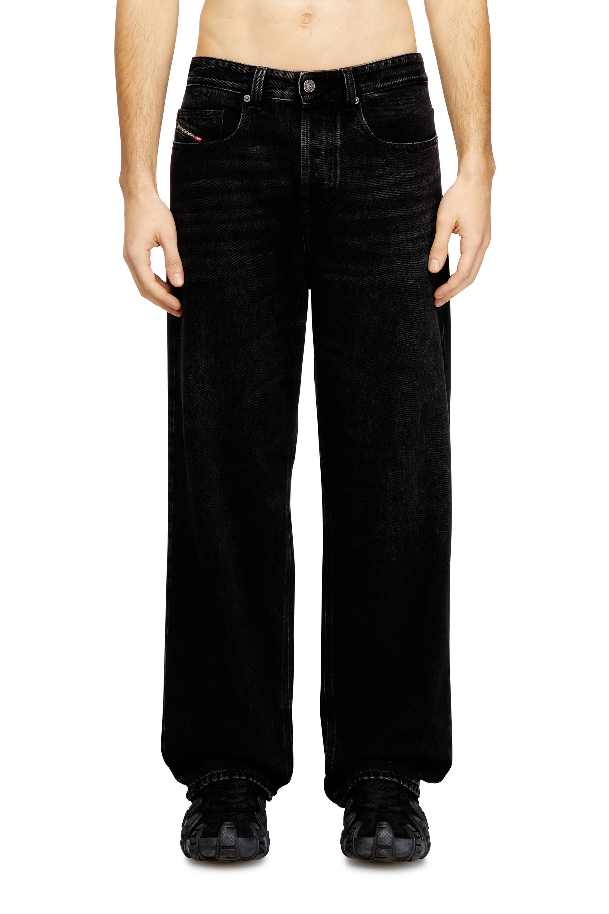 Diesel - Relaxed Jeans 2001 D-Macro 09P09 Uomo, Nero/Grigio scuro - Image 1