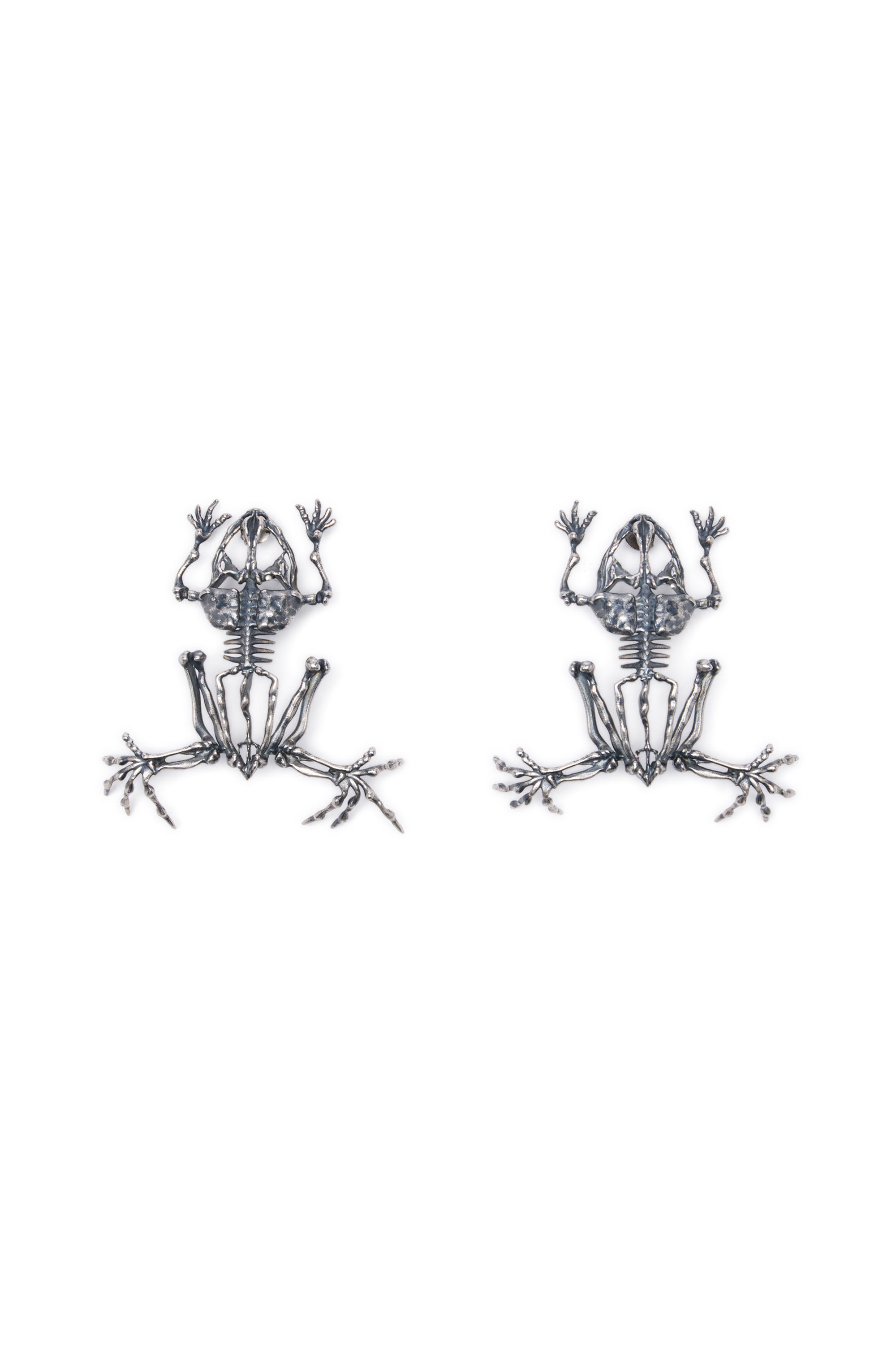 Diesel - EARRINGS FROG, Orecchini in metallo effetto scheletro Donna in Argento - 3