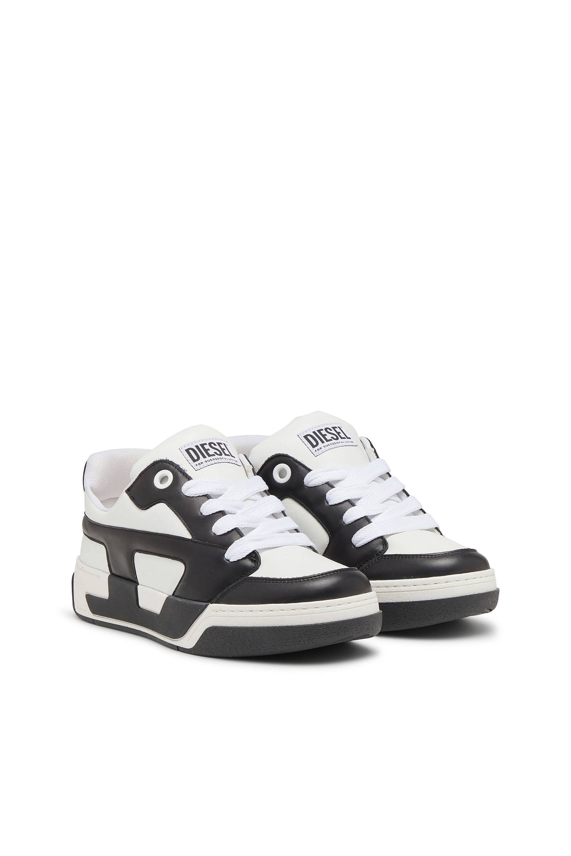 Diesel - S-D-OLLIE LOW, S-D-Ollie-Sneaker da uomo in pelle color block Uomo in Bianco - 3