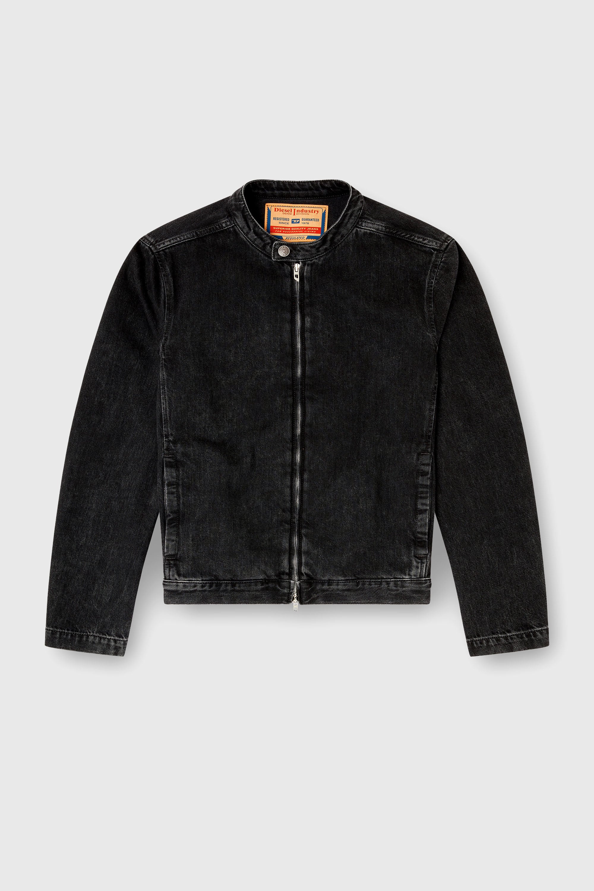 Diesel - D-GLORY, Giacca da motociclista in denim lavaggio clean Uomo in Nero - 2