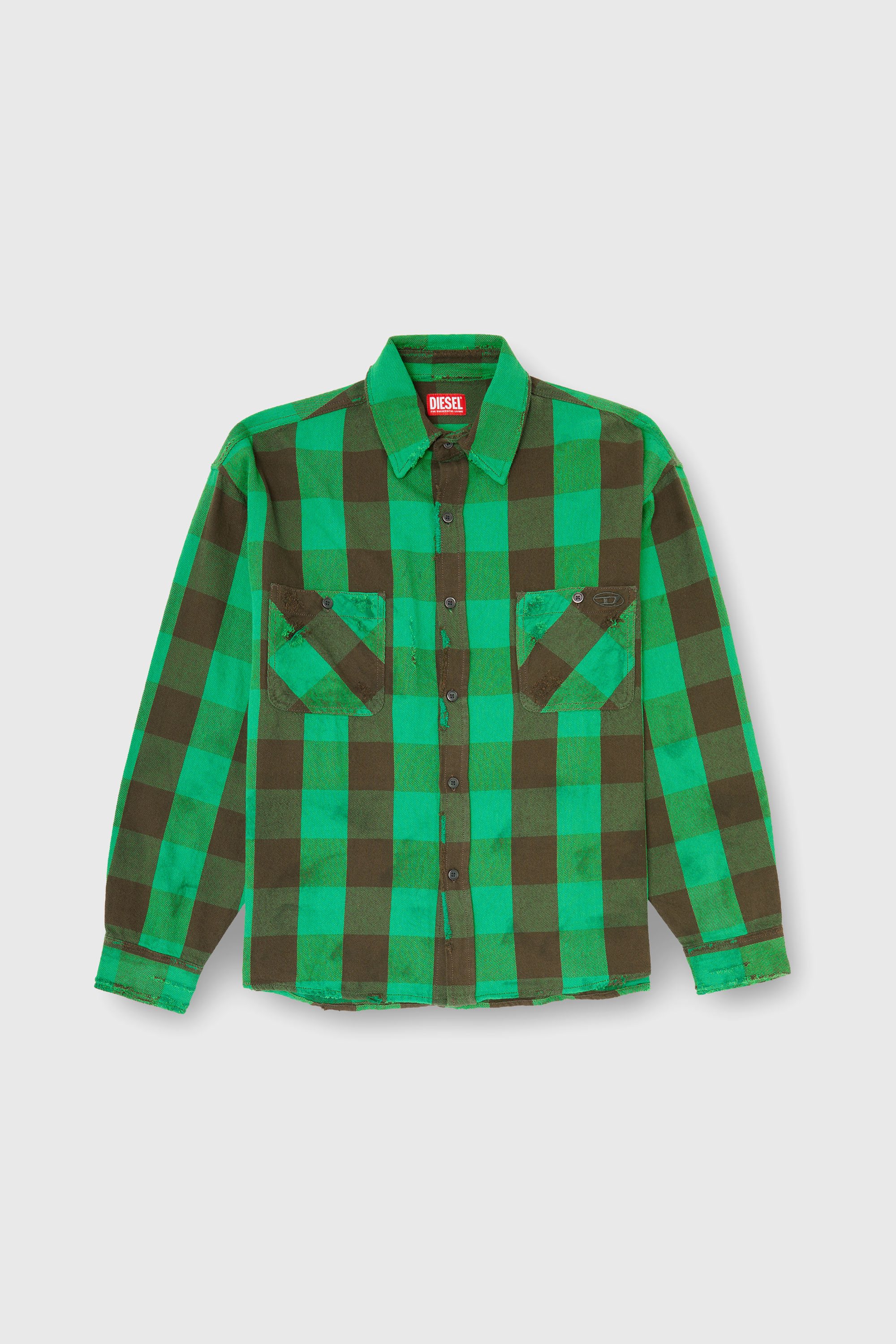 Diesel - S-DRUM, Camicia in flanella a quadri effetto distressed Uomo in Multicolor - 2