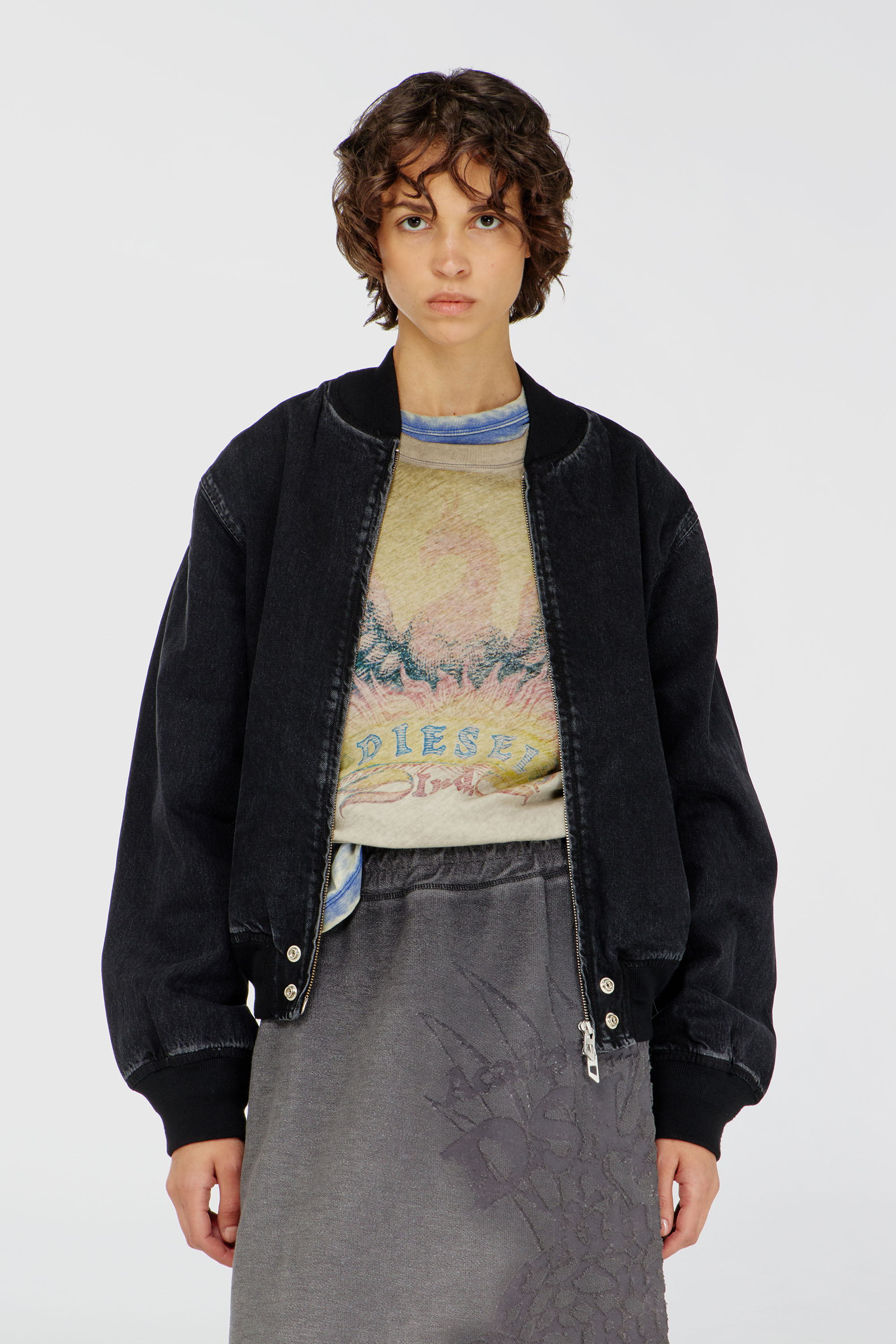 Diesel - D-GUZ, Giacca bomber in denim Unisex in Nero - 6