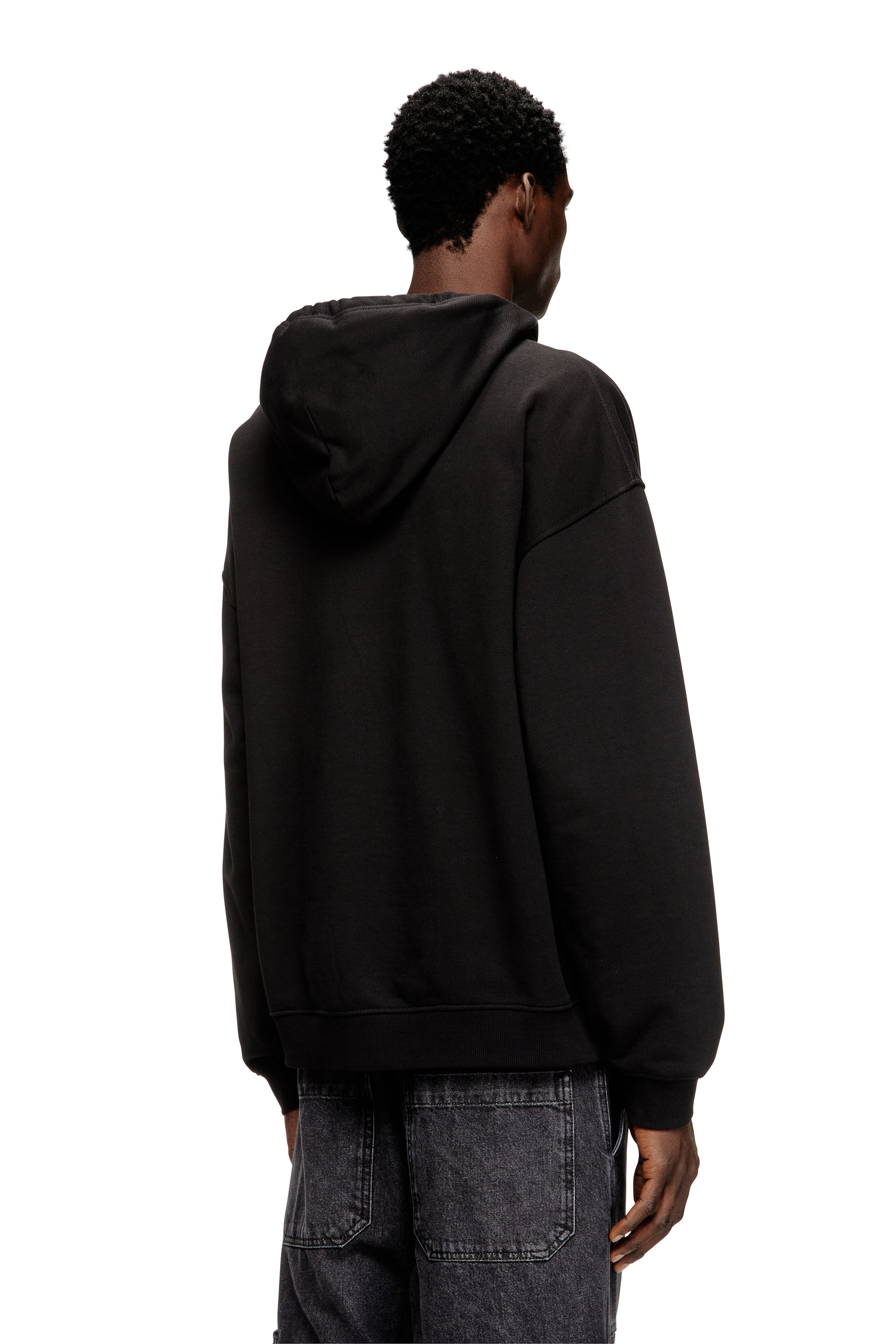 Diesel - S-BOXT-HOOD-DCO, Felpa con cappuccio a vestibilità rilassata e tasca a marsupio Uomo in Nero - 4