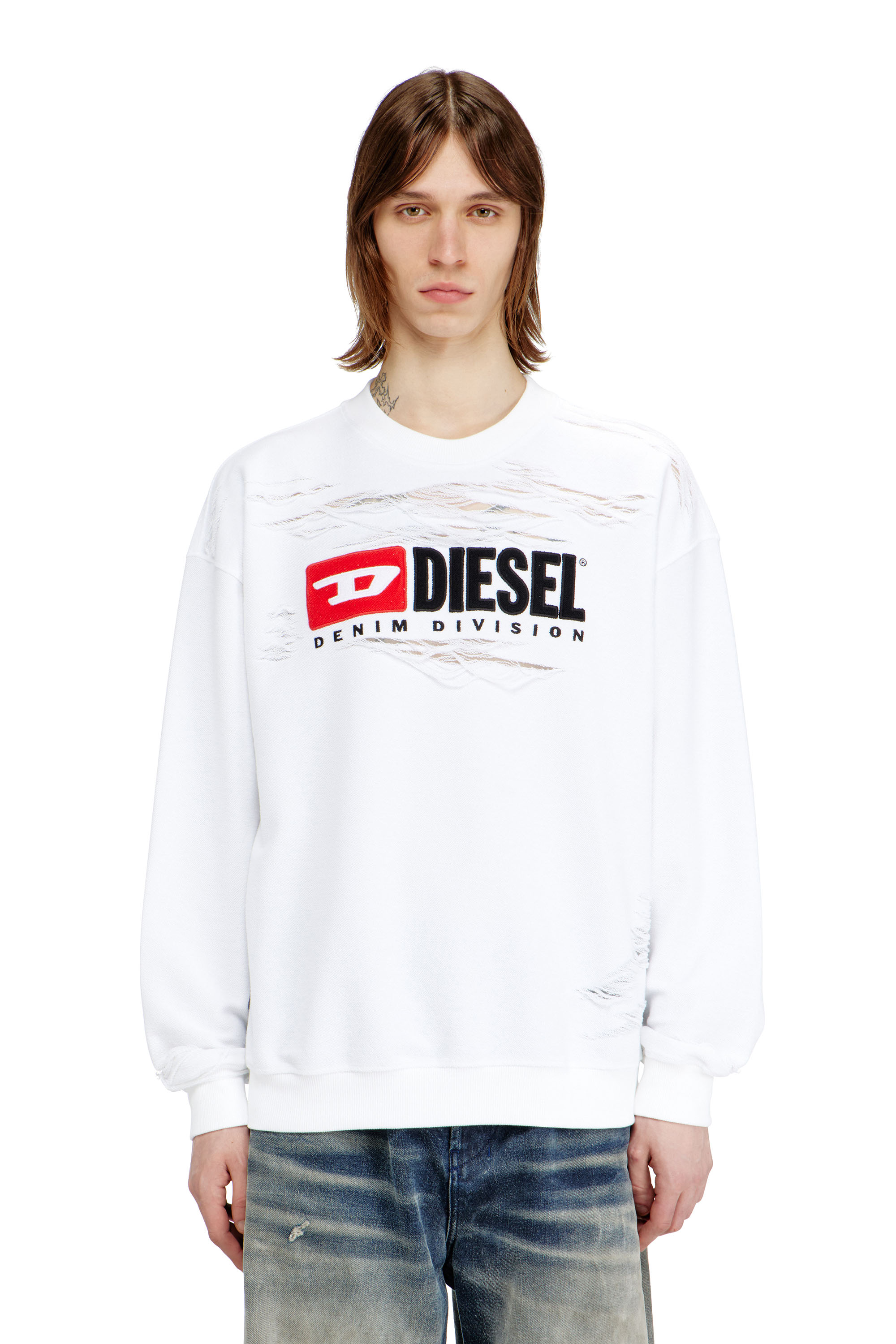 Diesel - S-BOXT-V1, Felpa con fili sospesi devor&eacute; Uomo in ToBeDefined - 1