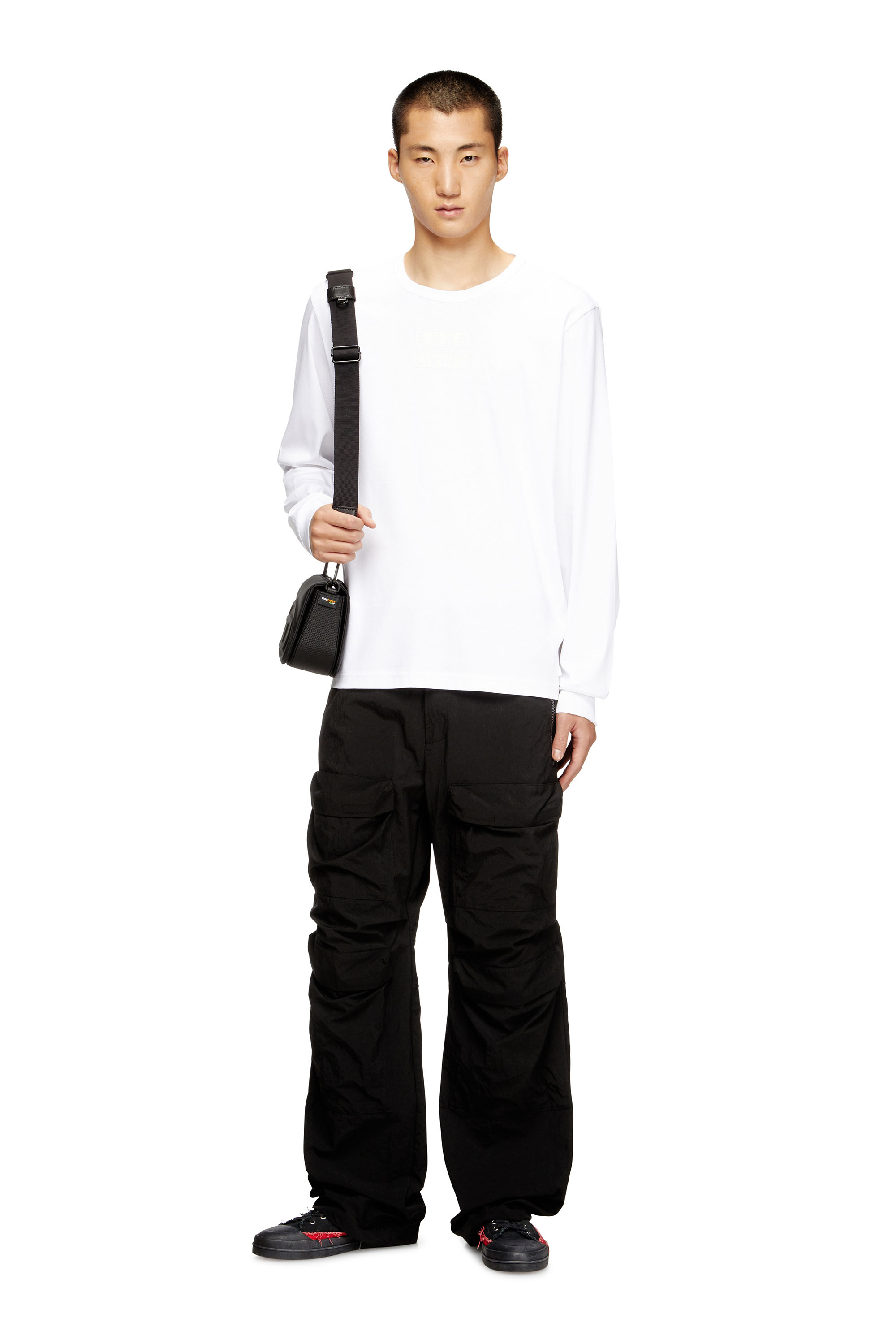 Diesel - T-MADJUST-LS-T1, T-shirt in cotone a maniche lunghe Uomo in Bianco - 2