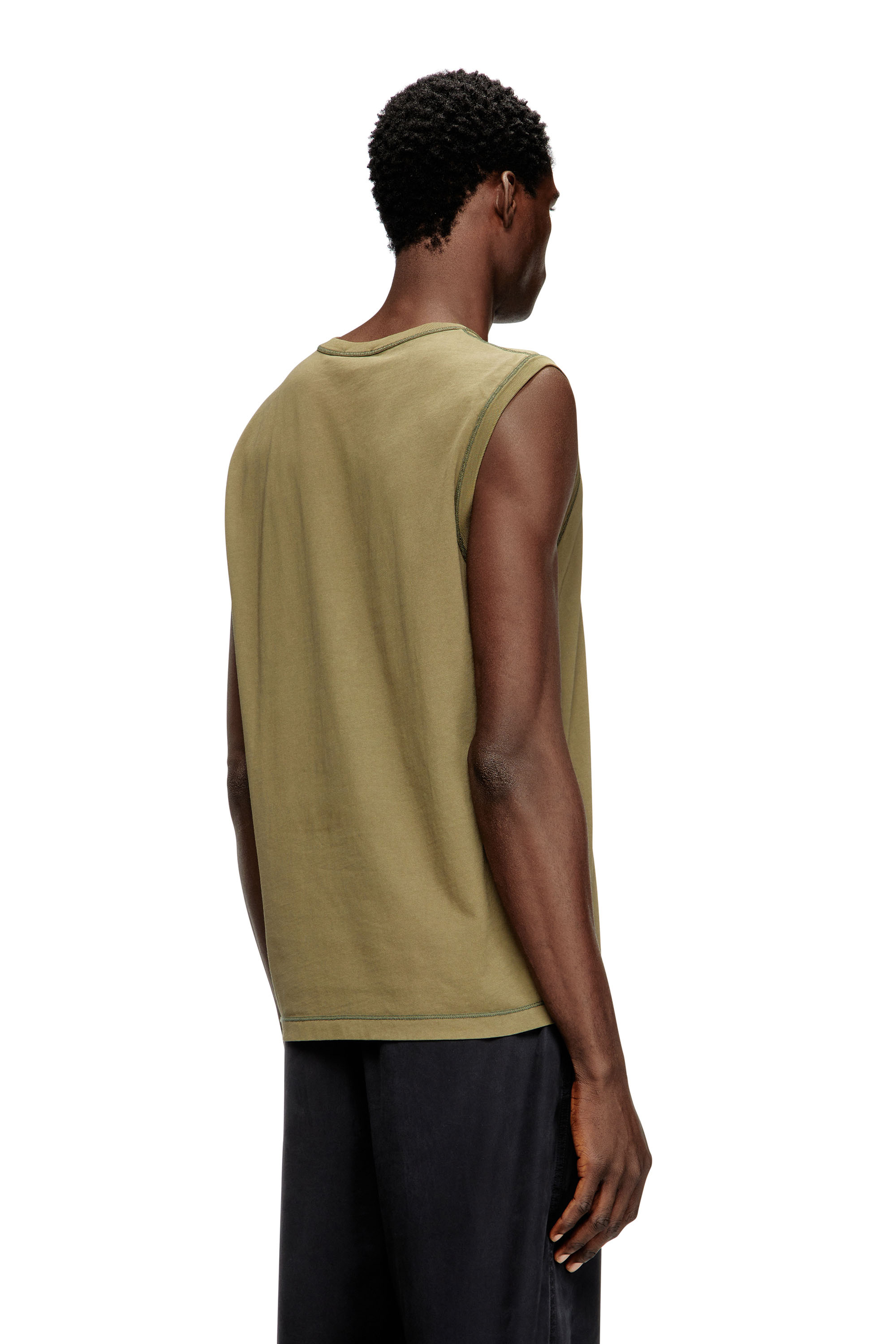 Diesel - T-BISCO-IOD, Top in cotone senza maniche con Oval D metallizzata Uomo in Verde - 4