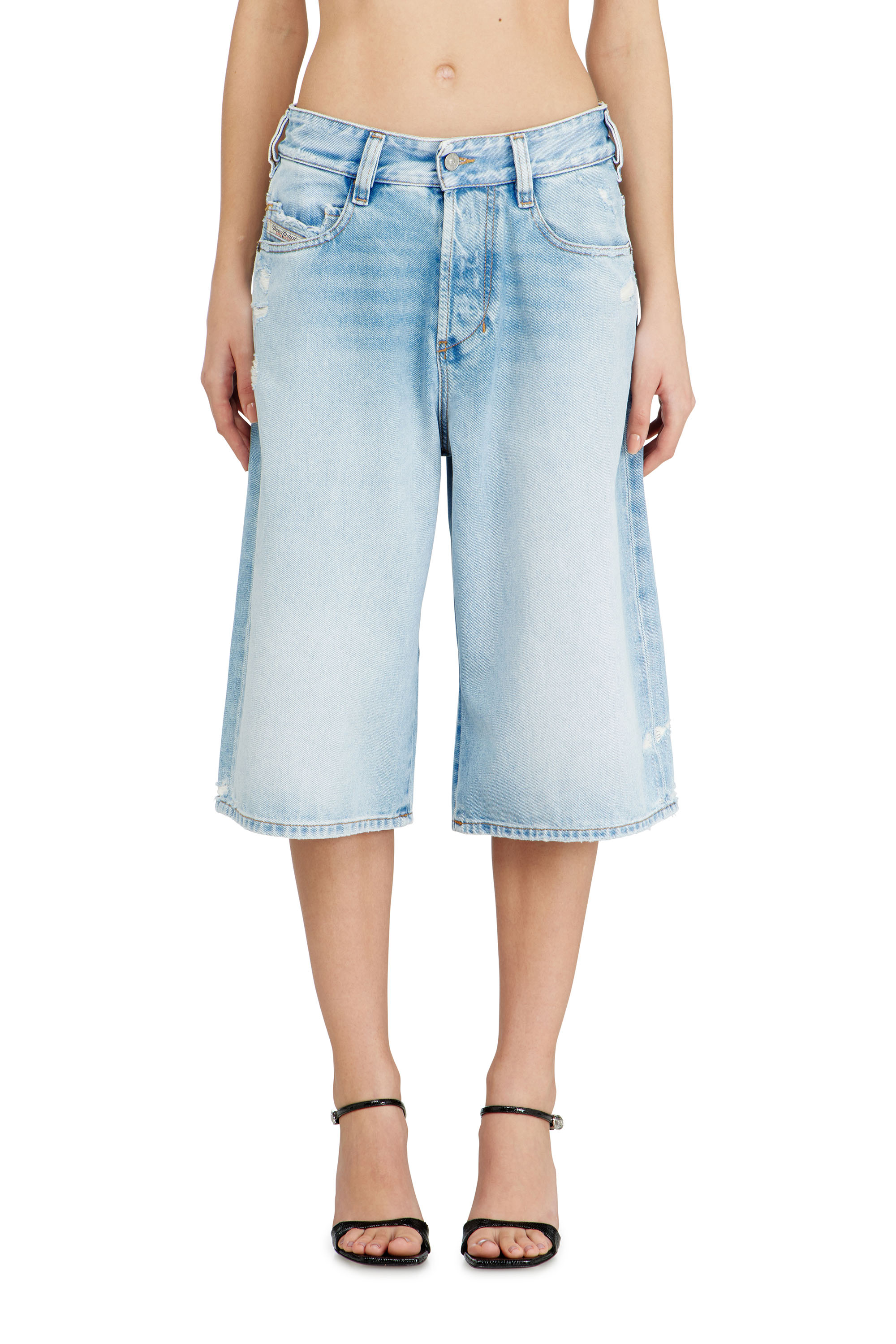 Diesel - D-ENIM-M-SHORT, Unisex's Shorts in destroyed denim in Light Blue - 1