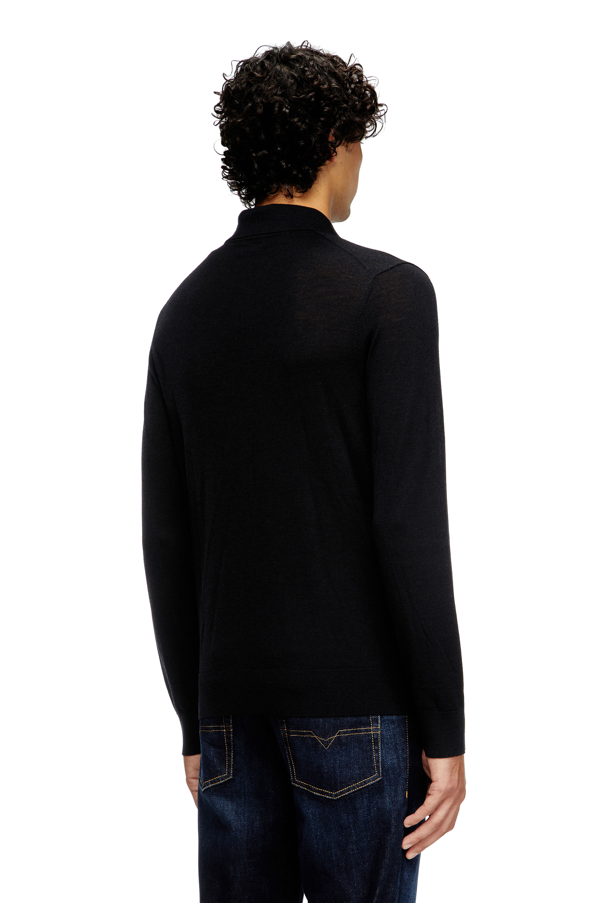Diesel - K-GLARE, Maglia in lana con colletto polo Uomo in Nero - 4