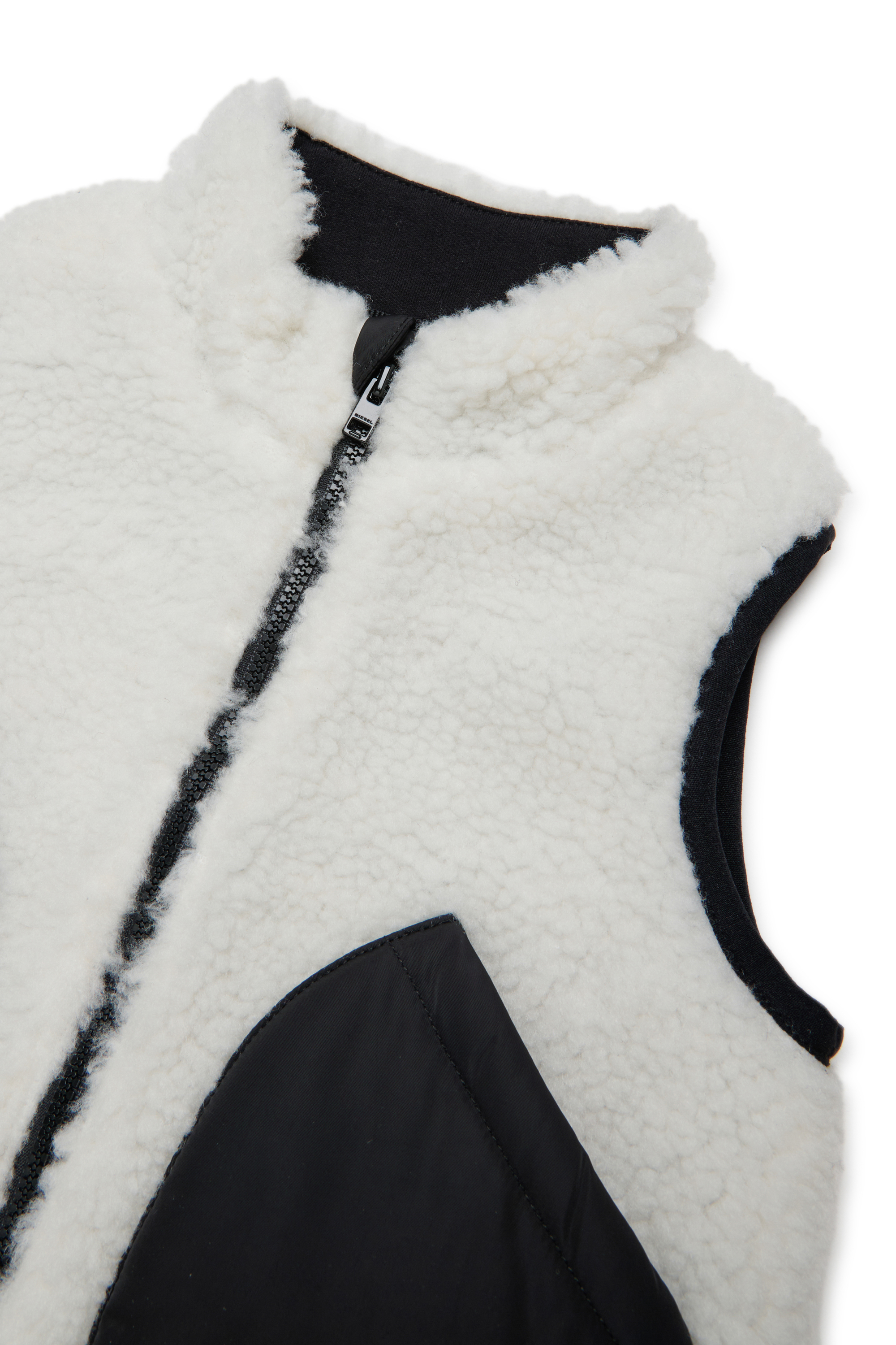 Diesel - JSEARB, Gilet colour-block in teddy fleece e nylon Uomo in Bianco - 3