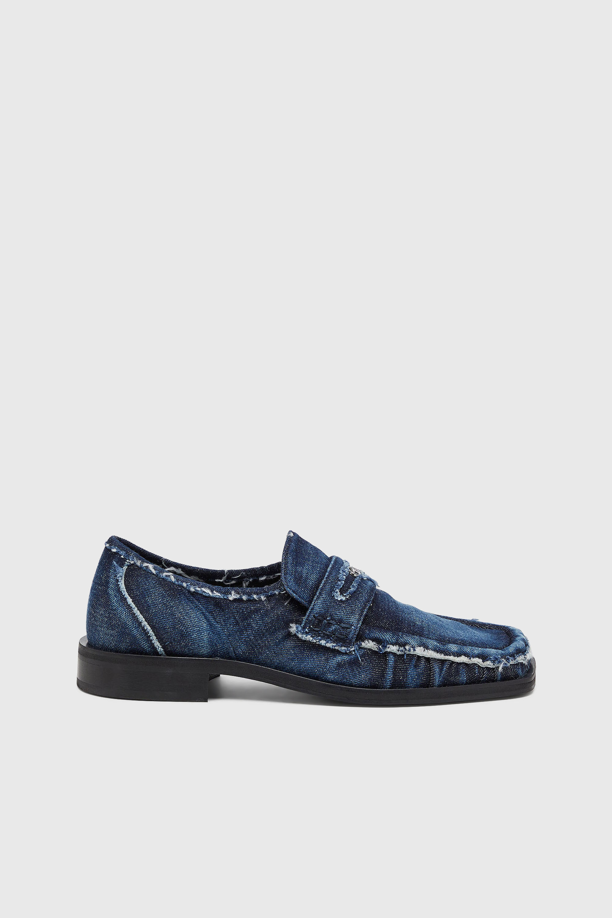 Diesel - D-AMBER LOAFER, D-Amber - Penny loafers in denim a taglio vivo Uomo in Blu - 1