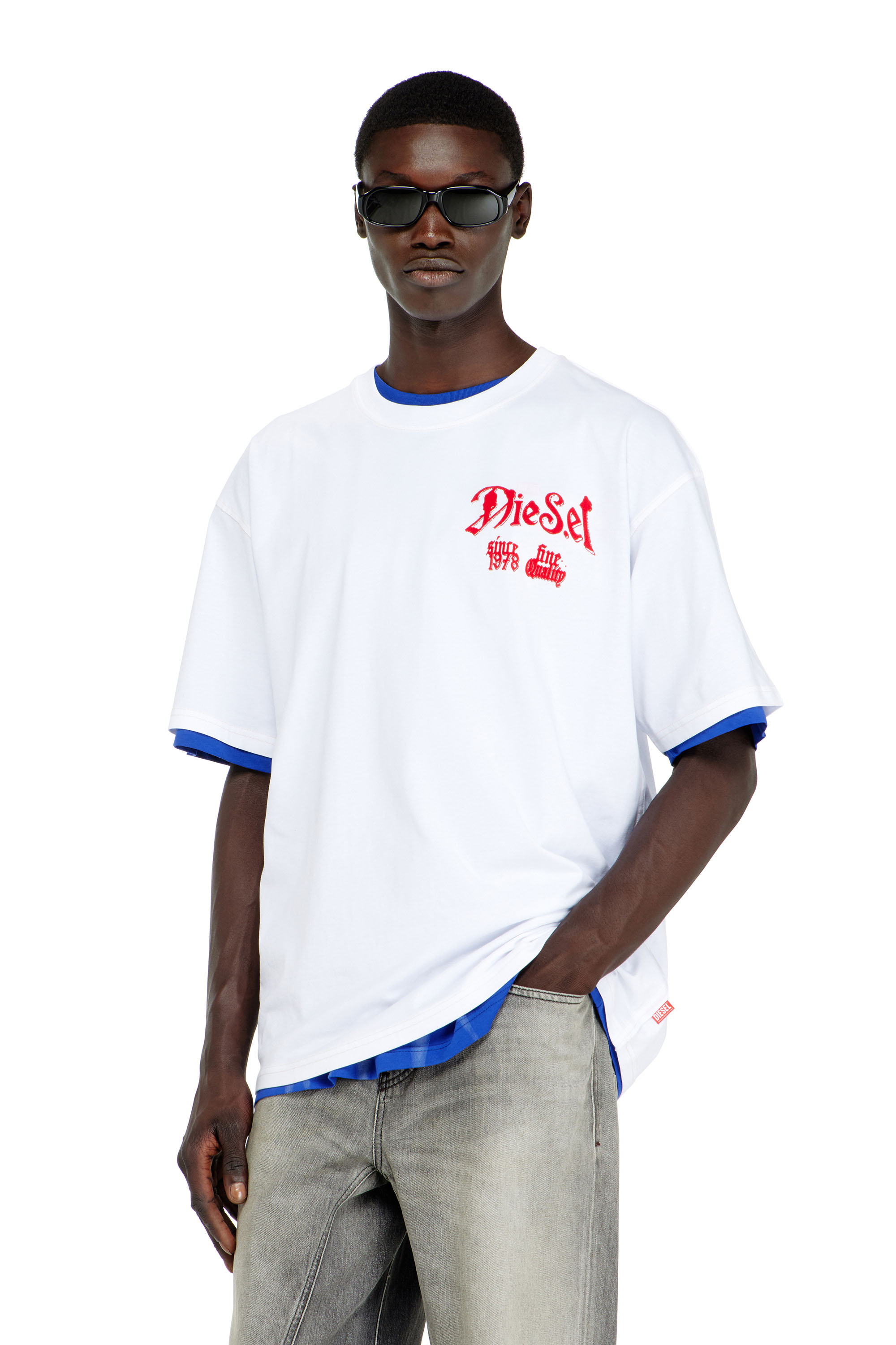 Diesel - T-BOXT-AA2, T-shirt in cotone con grafica in flock Uomo in ToBeDefined - 1