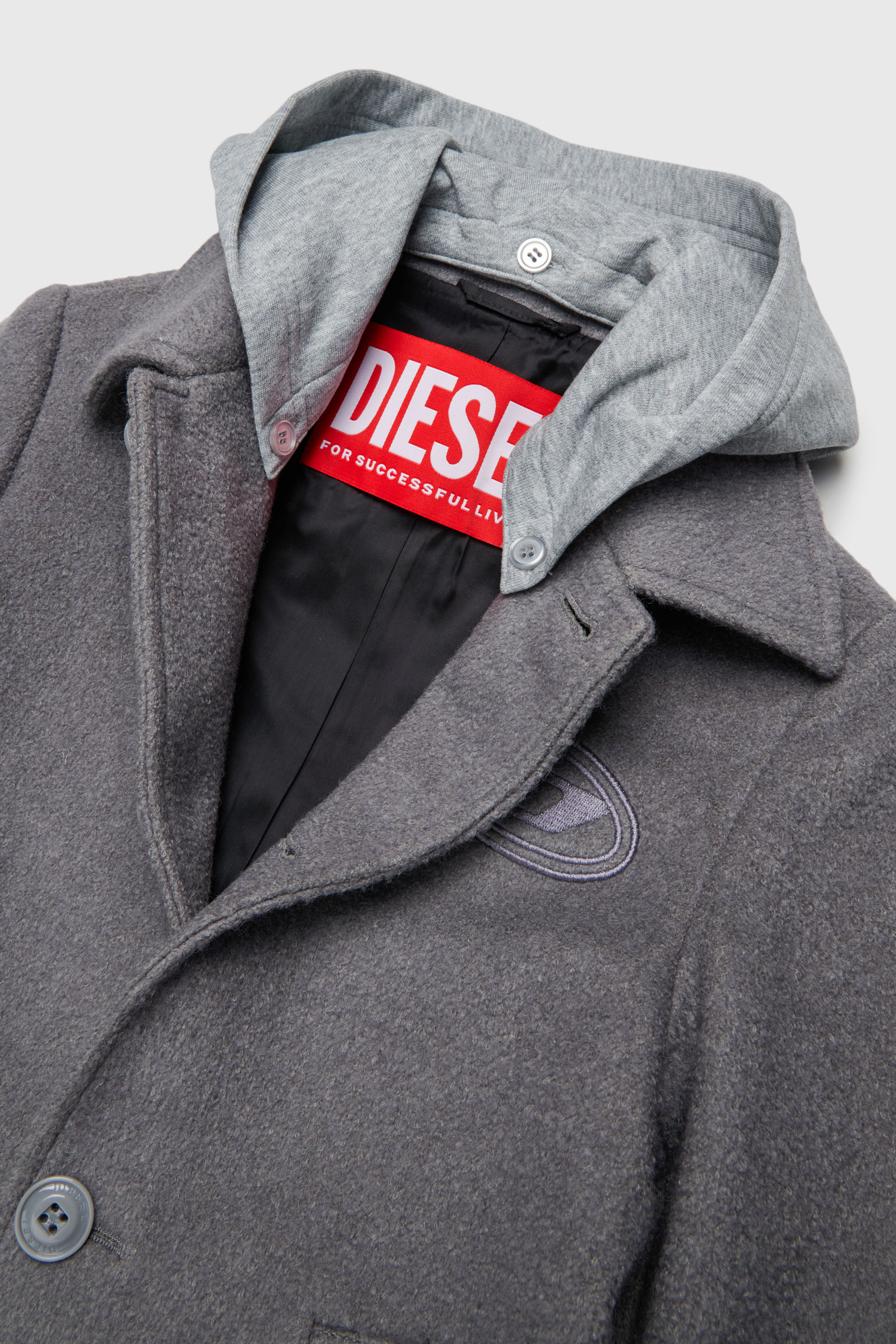 Diesel - JASTONEOUT, Cappotto in misto lana con cappuccio rimovibile Uomo in Grigio - 3
