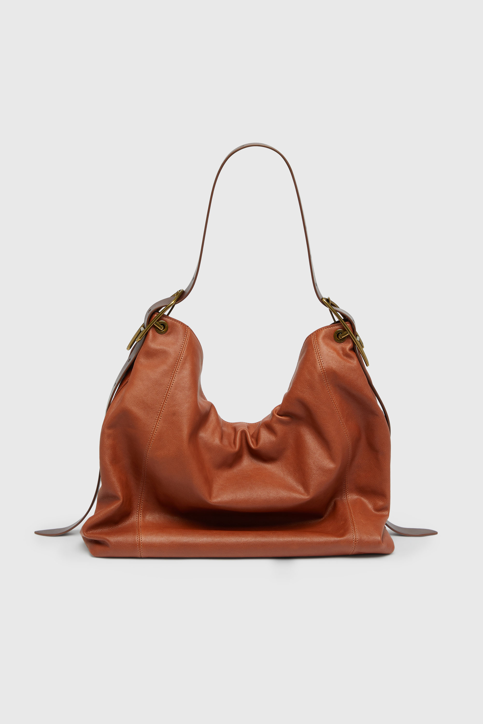 Diesel - D-LINE HOBO L, D-Line-Borsa hobo in pelle lucida Donna in Marrone - 3