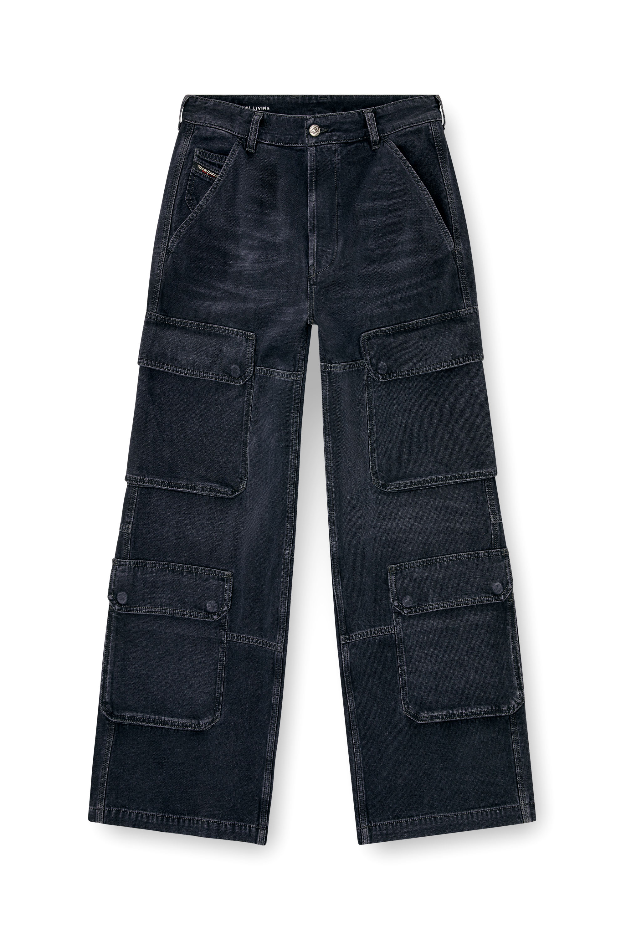 Relaxed Jeans D-Touch 007Z9, Nero/Grigio scuro Diesel - Relaxed Jeans D-Touch 007Z9 Uomo, Nero/Grigio scuro - Image 2