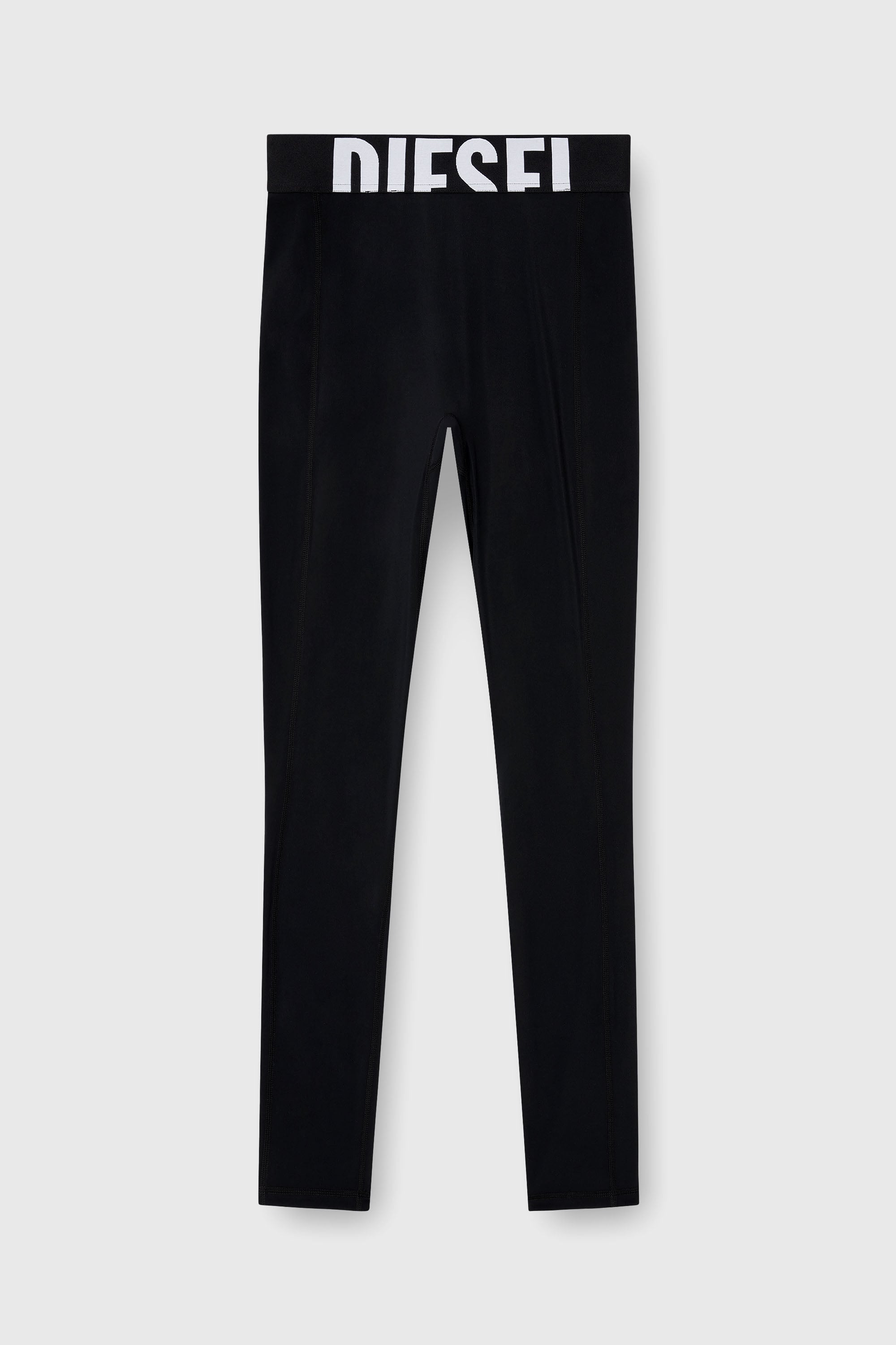 Diesel - ADELINE-D-POP, Leggings in microfibra con logo tagliato Donna in Nero - 2