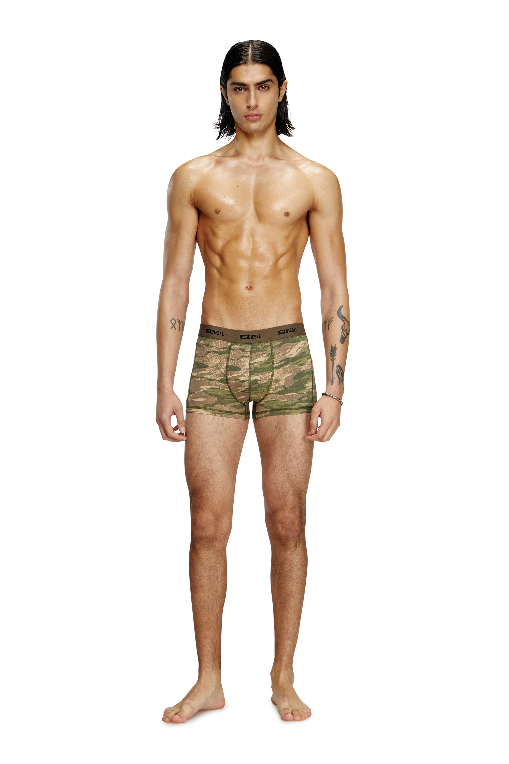 Diesel - DAMIEN-UTLT-3PACK, Set di tre boxer a tinta unita e camouflage Uomo in Multicolor - 3