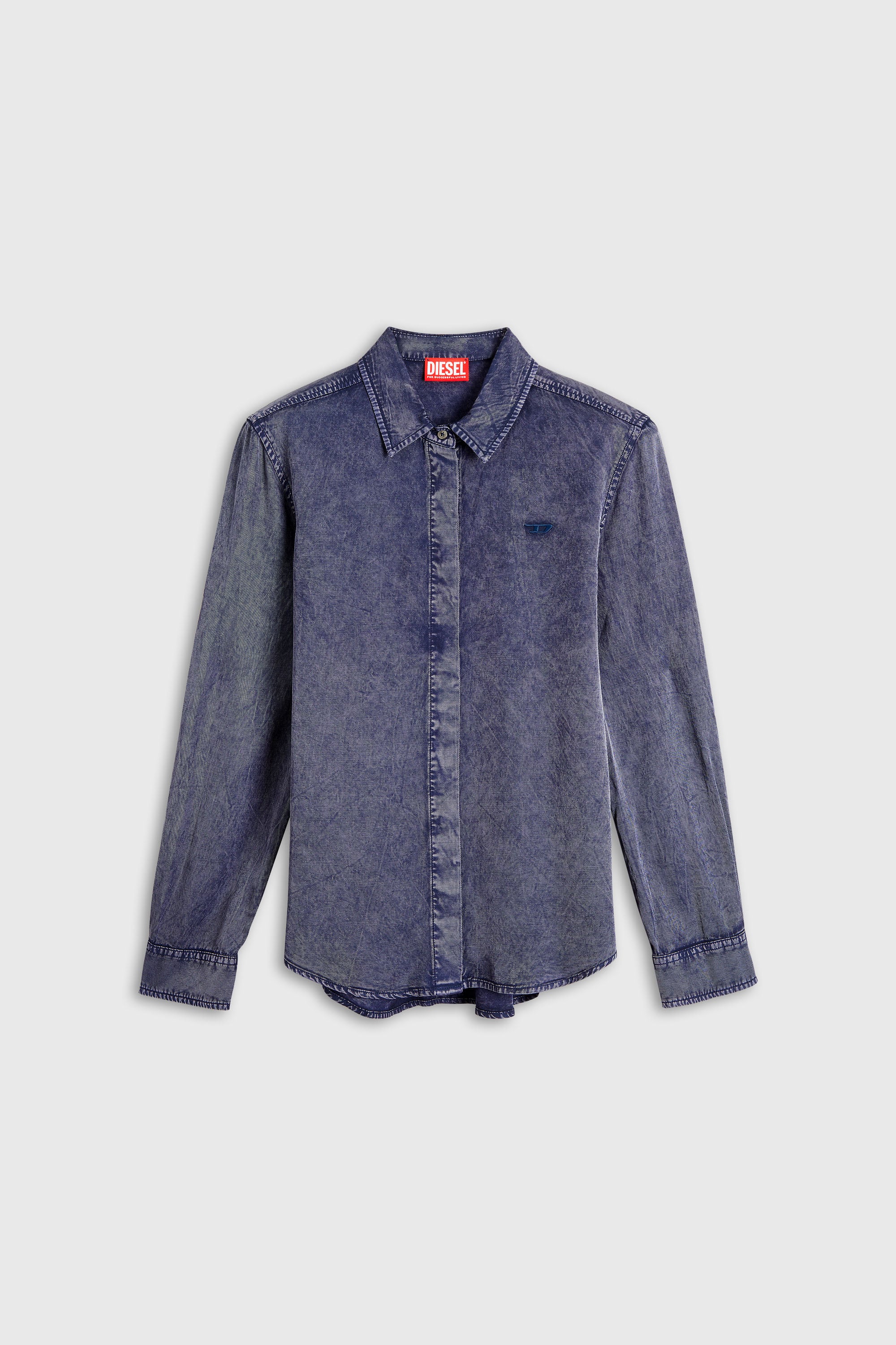 Diesel - C-RONORY-B2, Camicia fluida in viscosa effetto denim Donna in Blu - 2