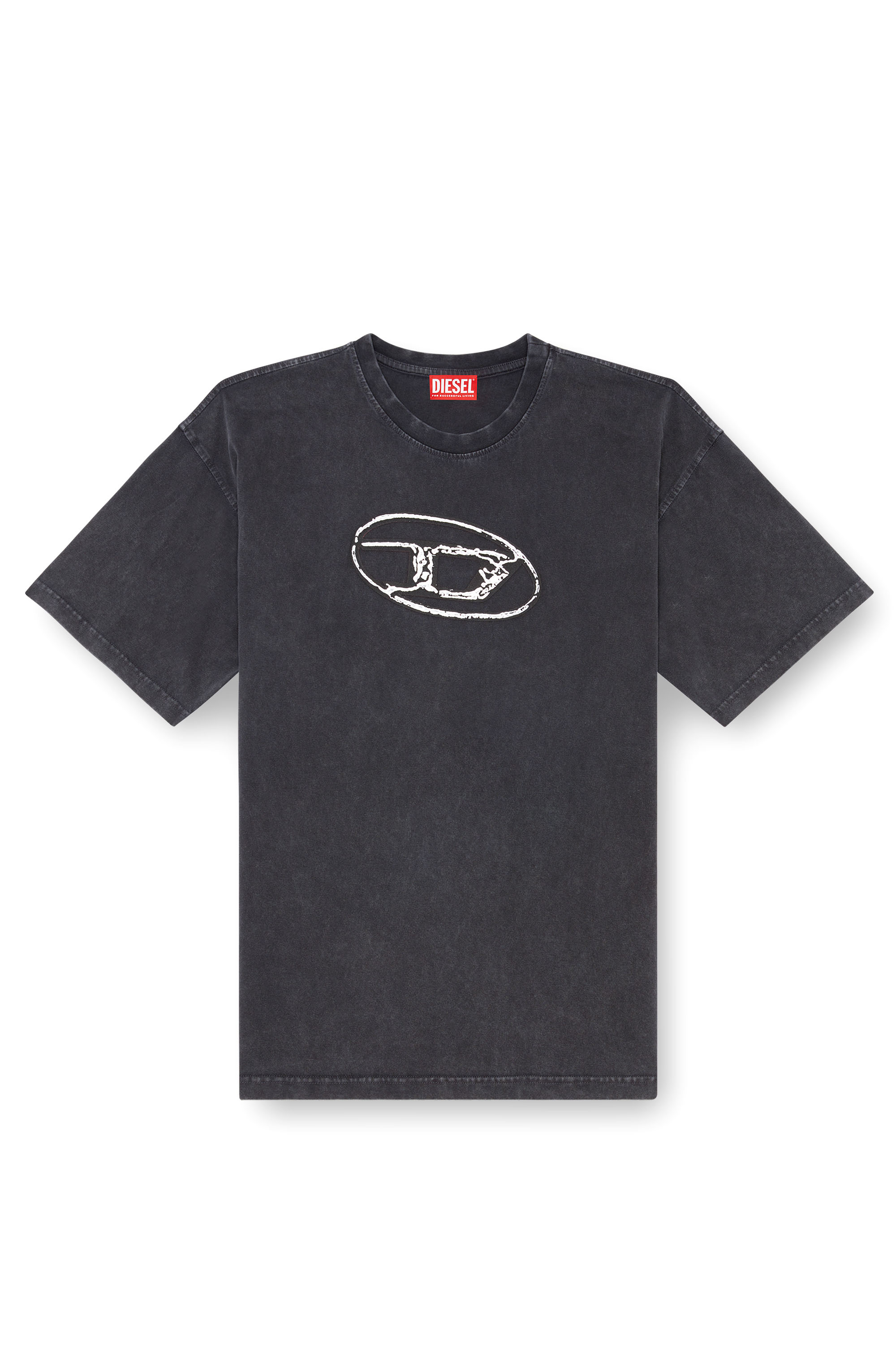 Diesel - T-BOXT-Q22, Uomo T-shirt sfumata con stampa Oval D in Nero - Image 1