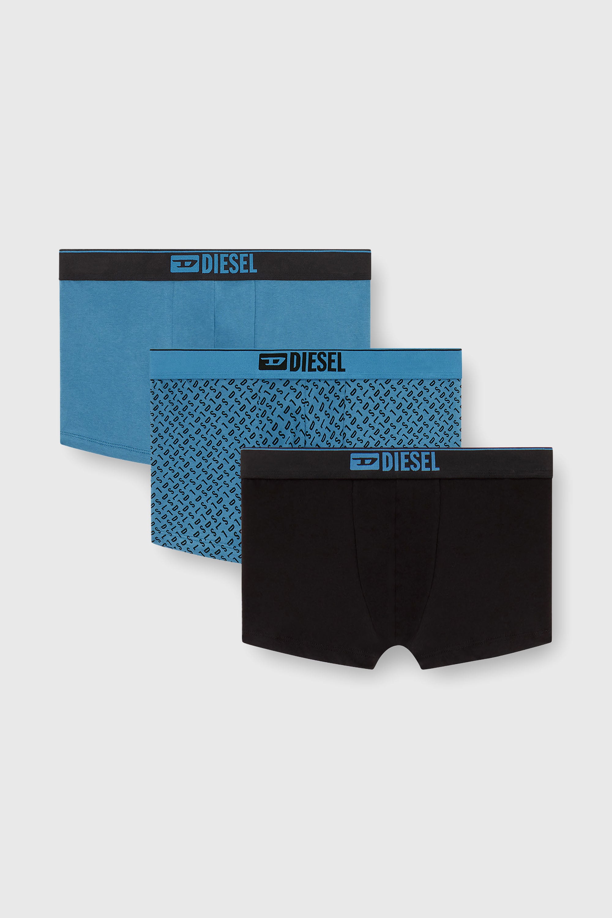 Diesel - DAMIEN-D-BOX-3PACK, Set da tre boxer stretch in cotone con monogram Uomo in Blu - 1