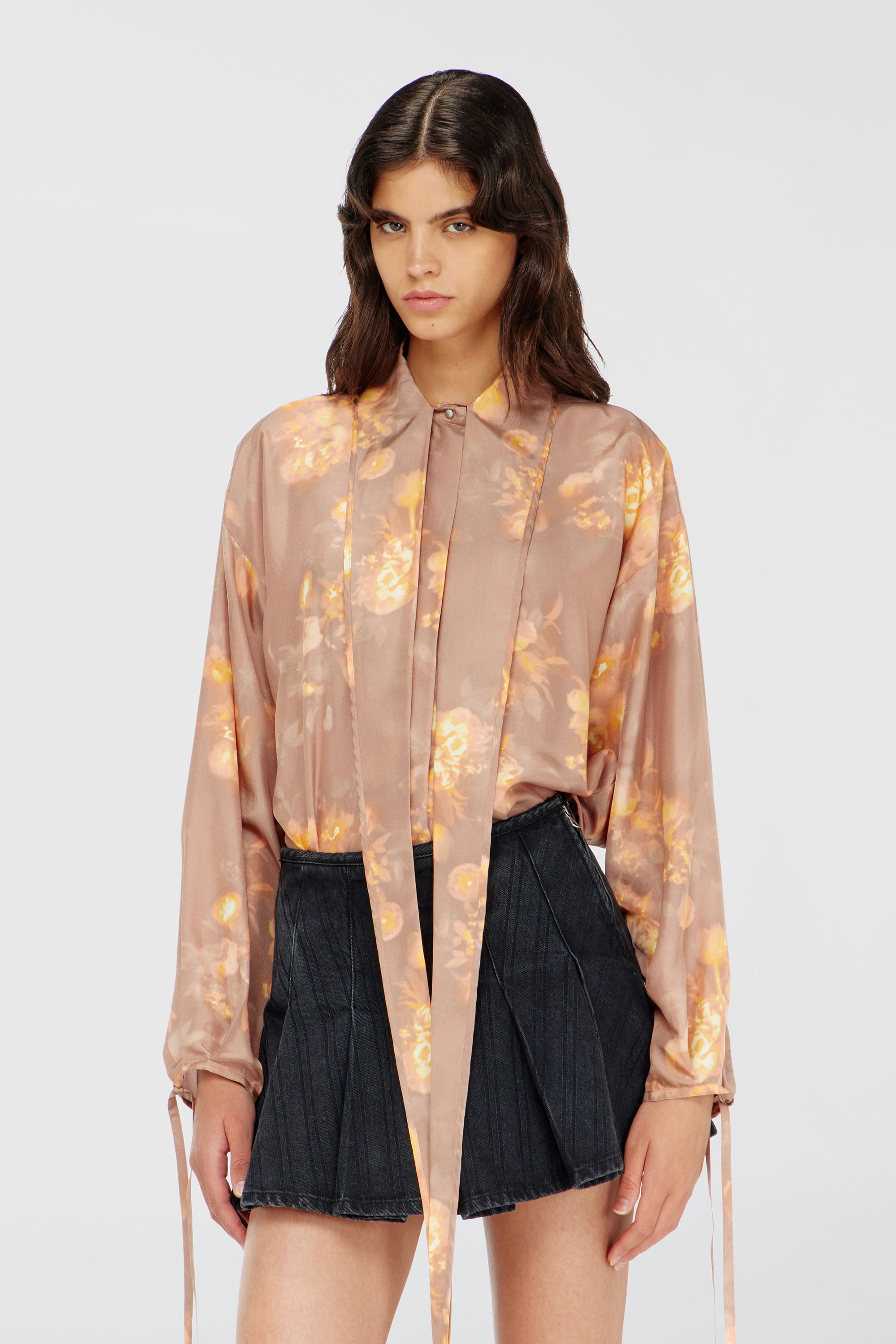 Diesel - C-ALLAS-T1, Camicia in seta habotai a stampa floreale Donna in Marrone - 1