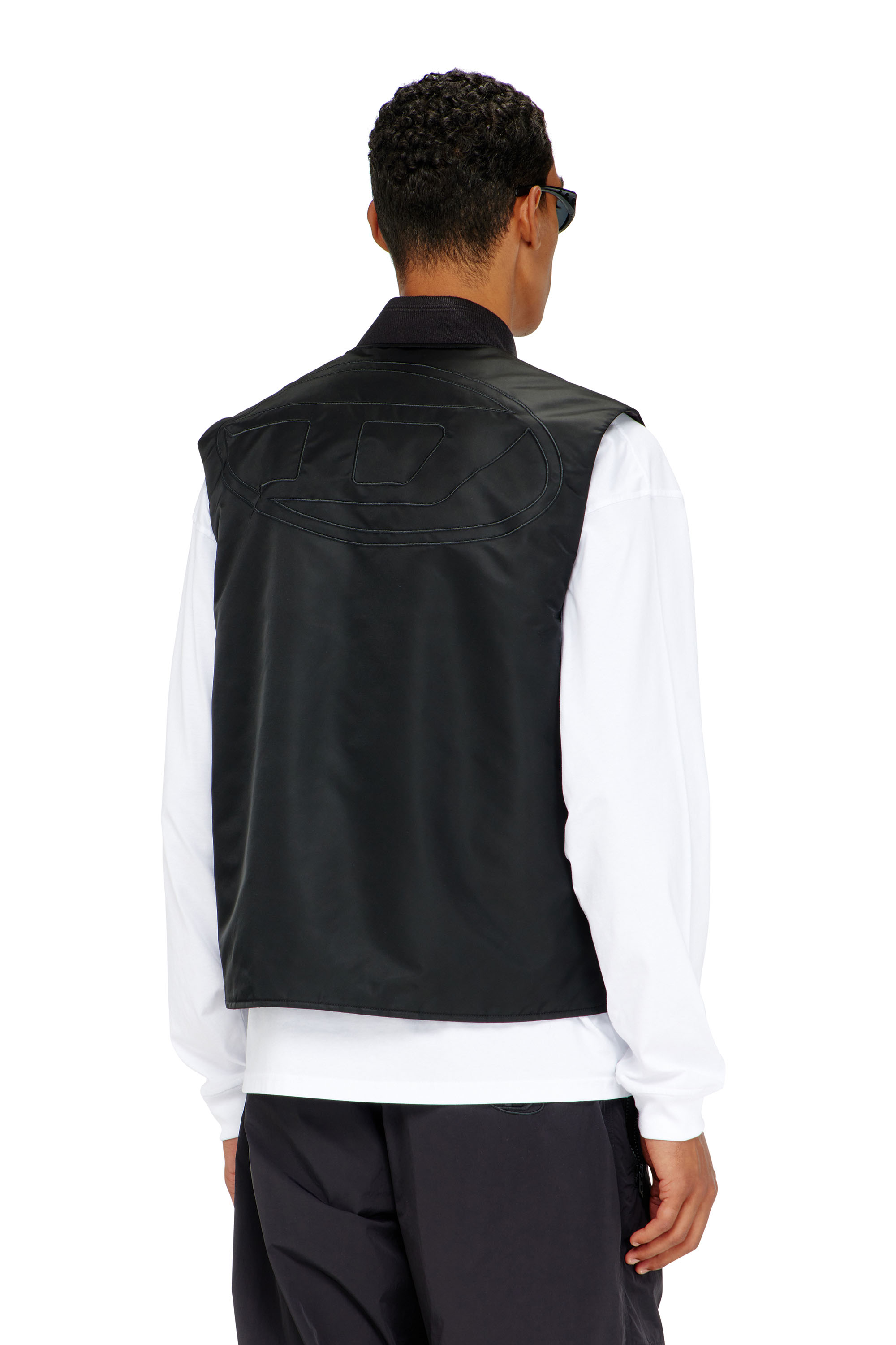 Diesel - W-TYPE-D1-SL, Gilet imbottito in raso con ricamo Oval D Uomo in Nero - 4